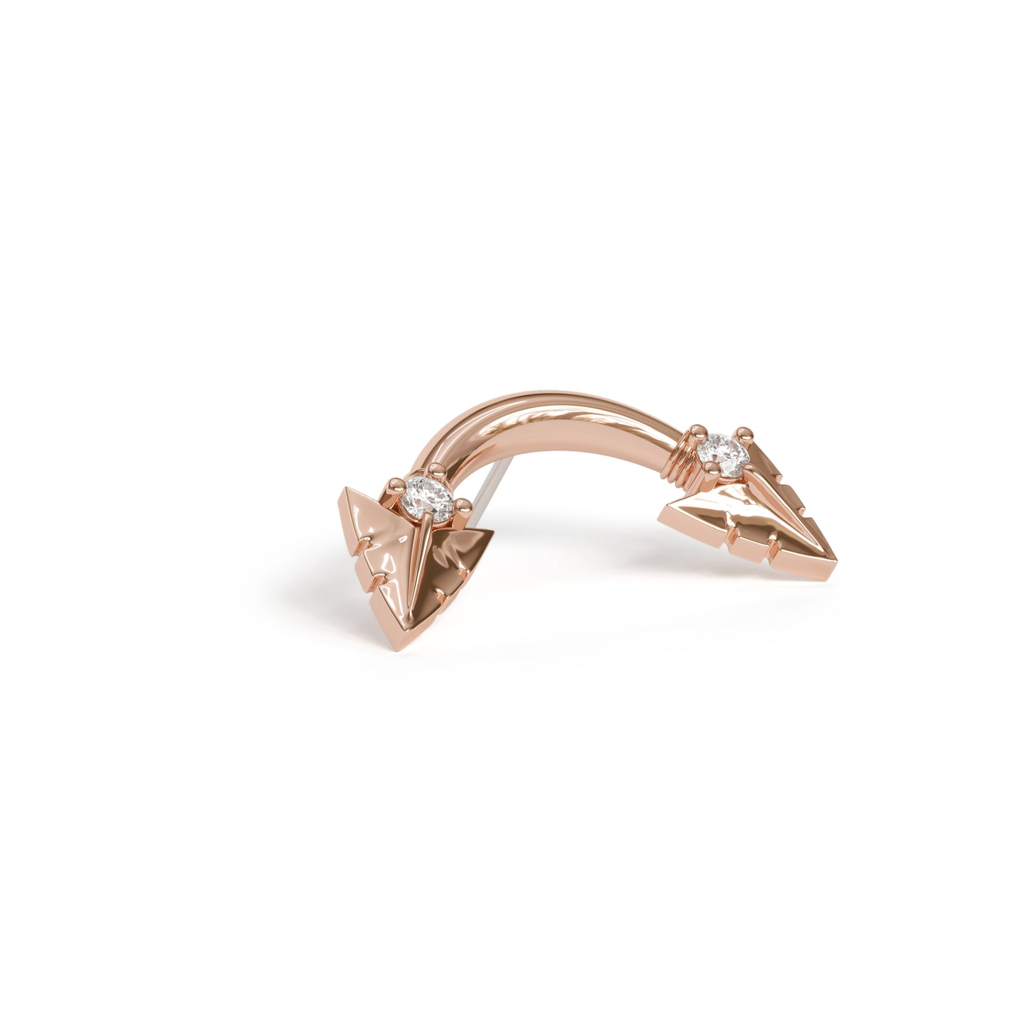14K Gold Diamond Curved Arrowhead Threadless End