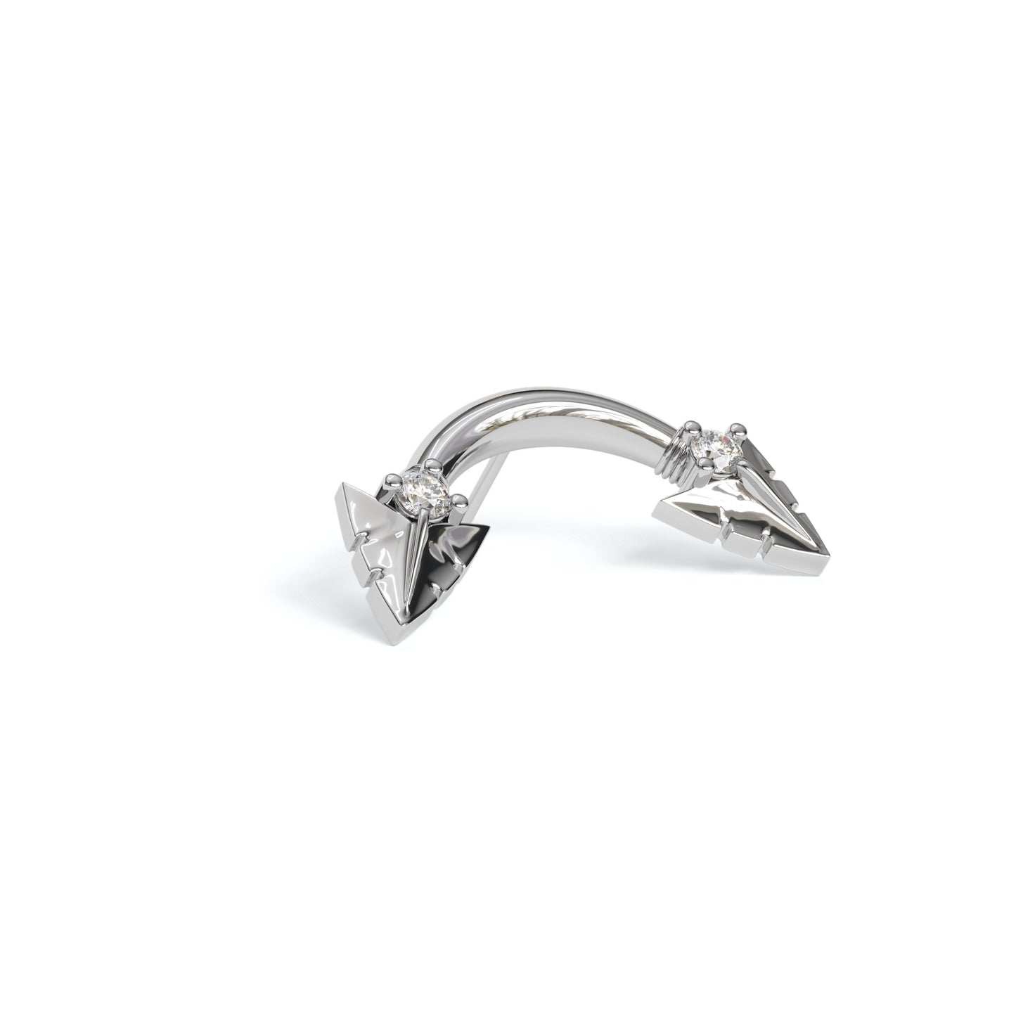 14K Gold Diamond Curved Arrowhead Threadless End