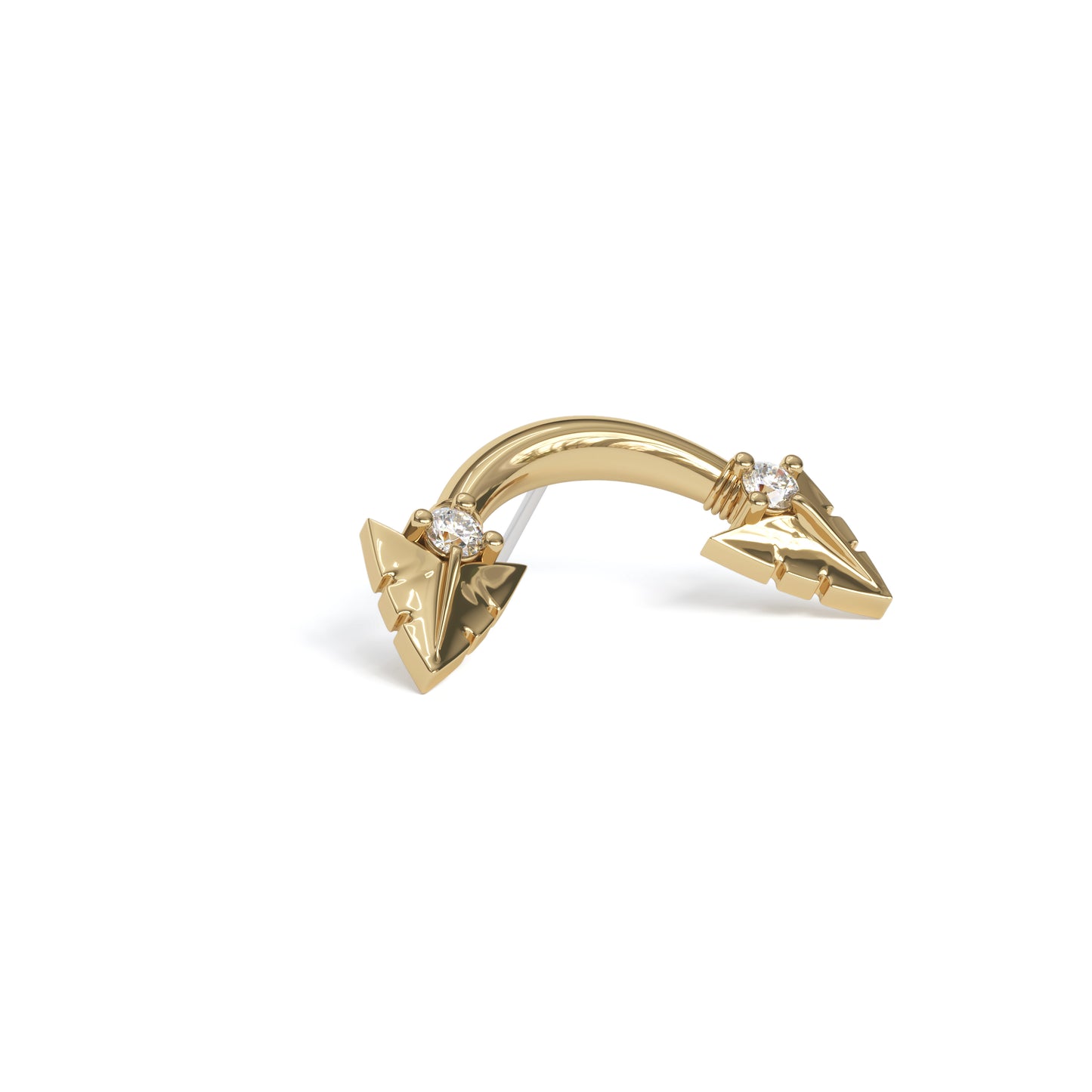 14K Gold Diamond Curved Arrowhead Threadless End