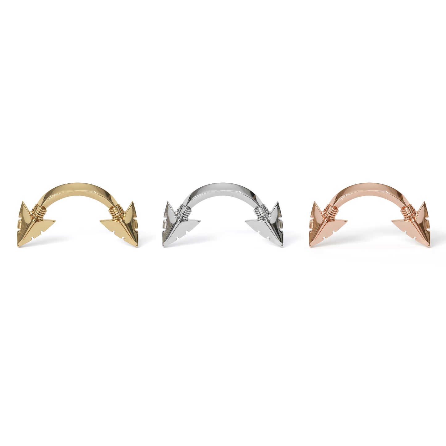 14K Gold Curved Arrowhead Threadless End