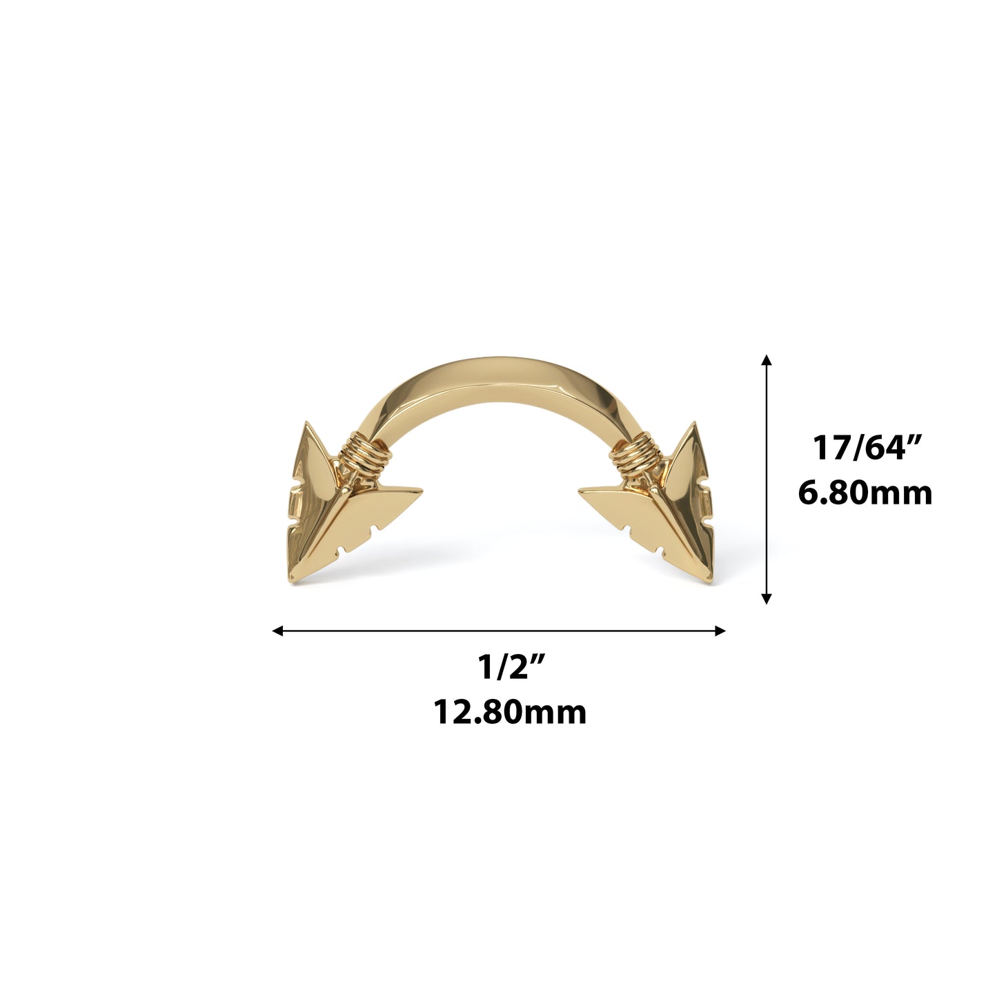 14K Gold Curved Arrowhead Threadless End