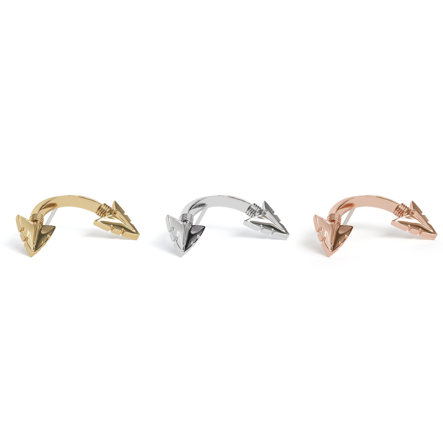 14K Gold Curved Arrowhead Threadless End