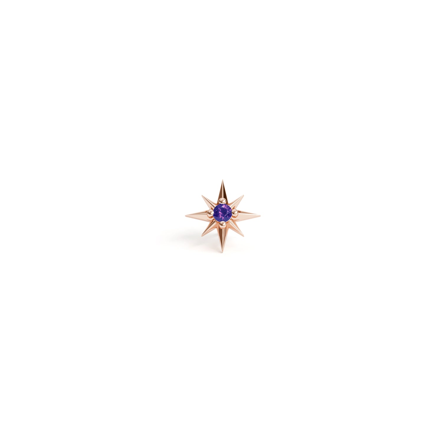 14K Gold Amethyst Starburst Threadless End