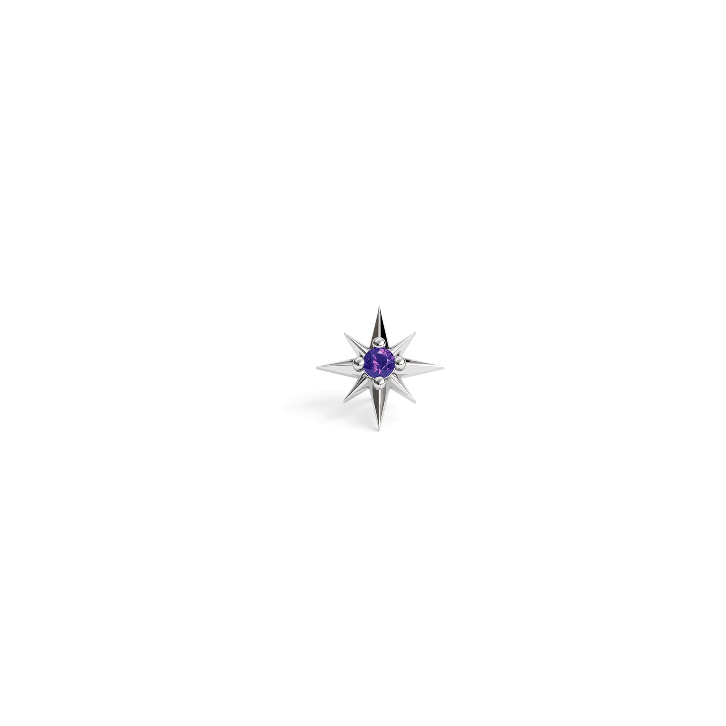 14K Gold Amethyst Starburst Threadless End