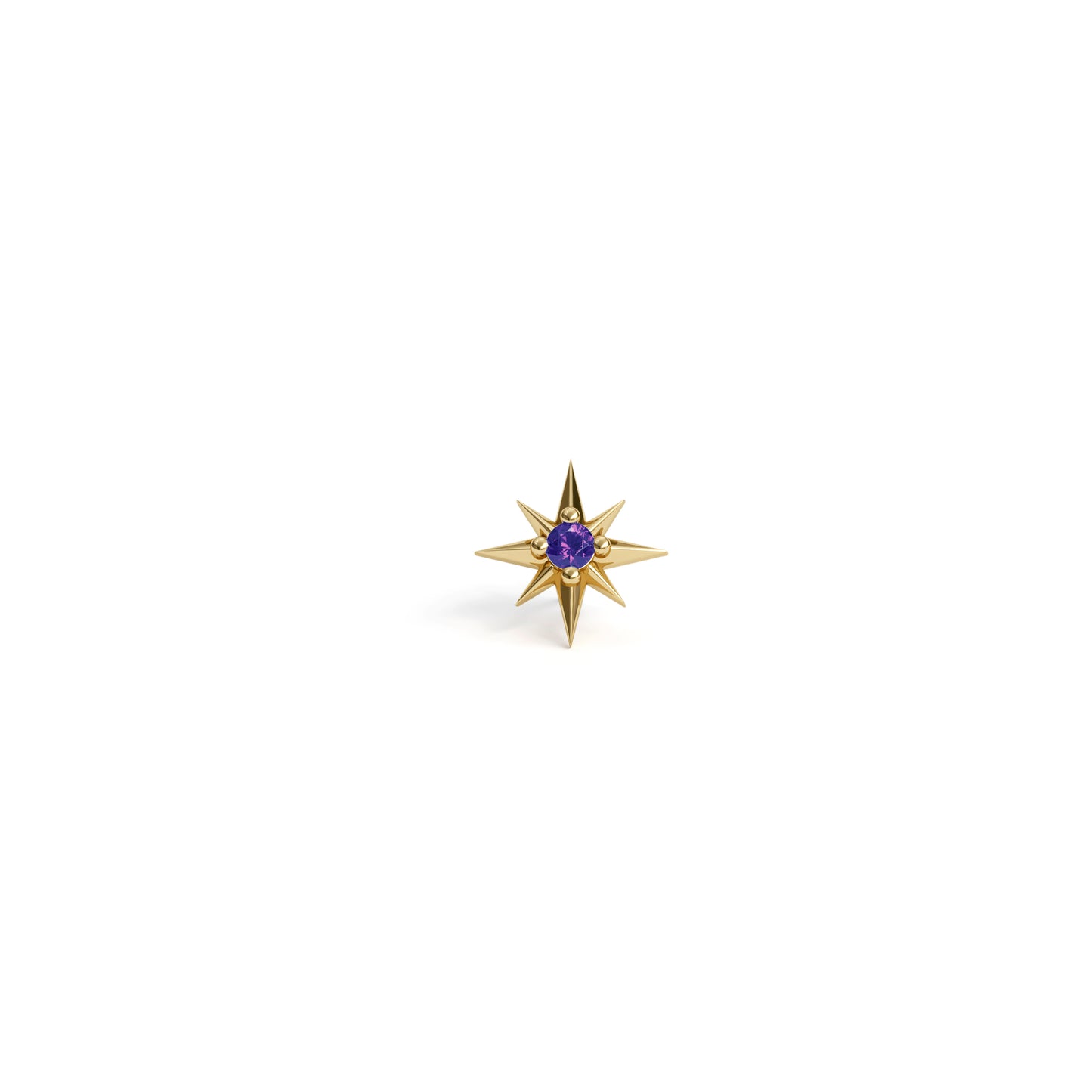 14K Gold Amethyst Starburst Threadless End