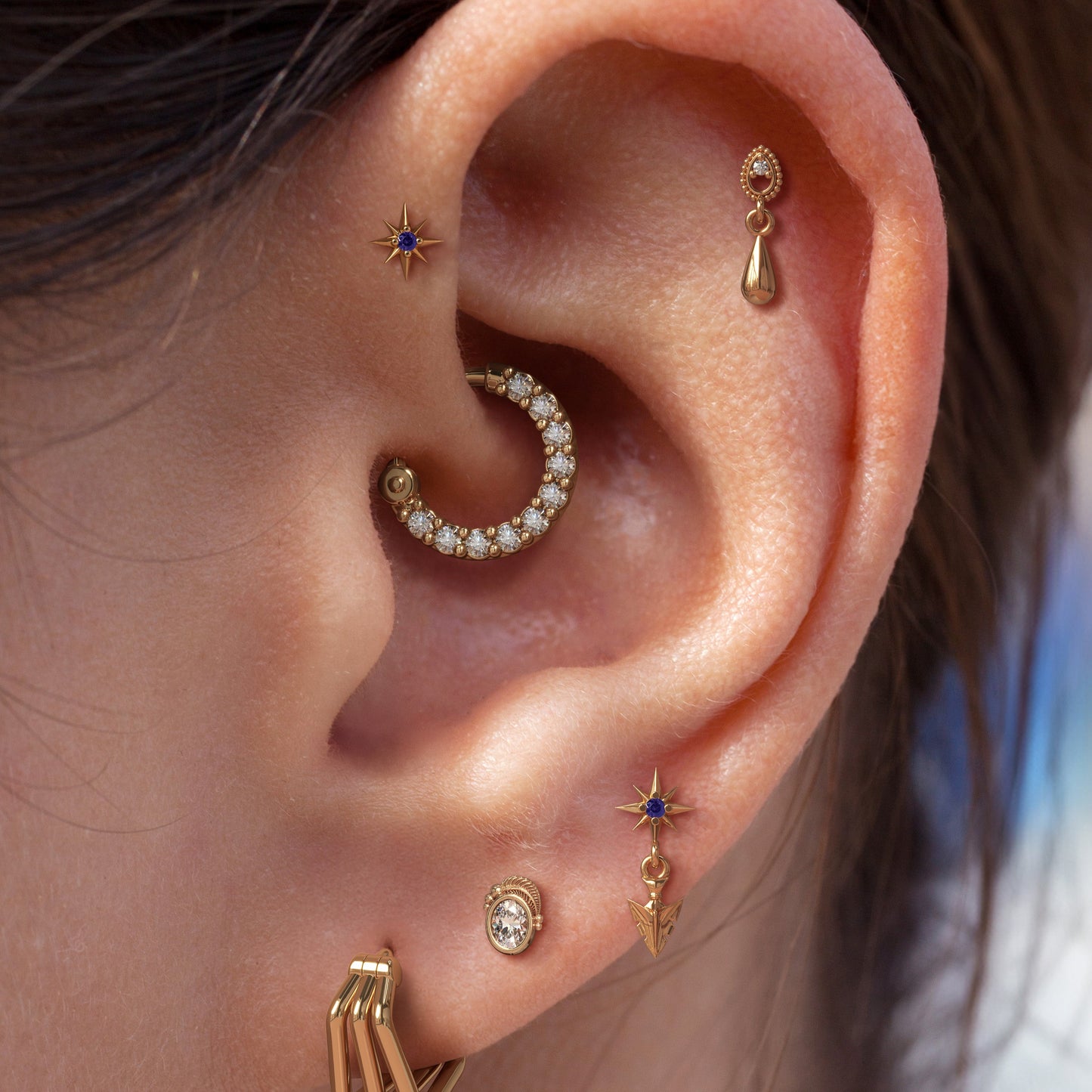 14K Gold Amethyst Starburst Threadless End