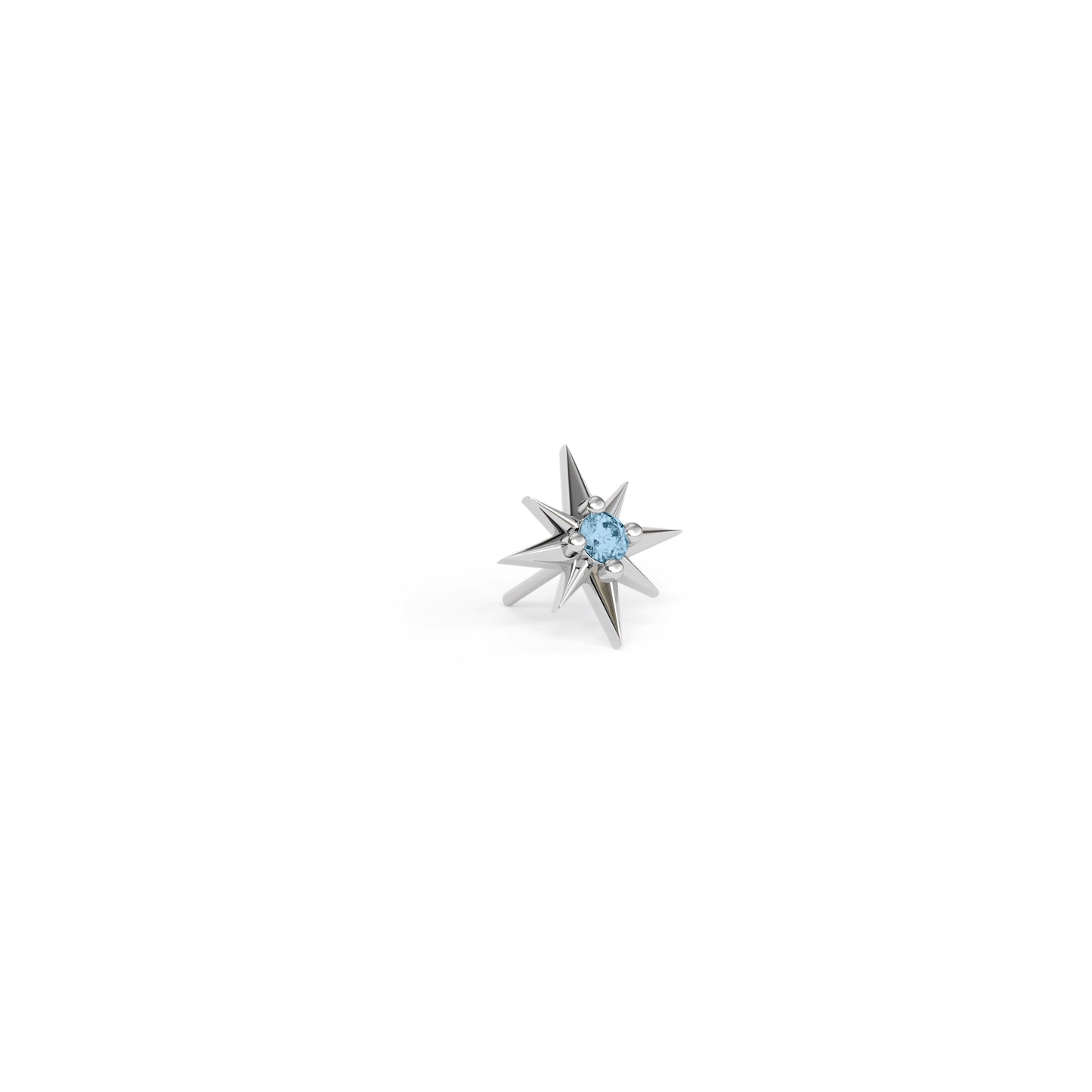 14K Gold Blue Topaz Starburst Threadless End