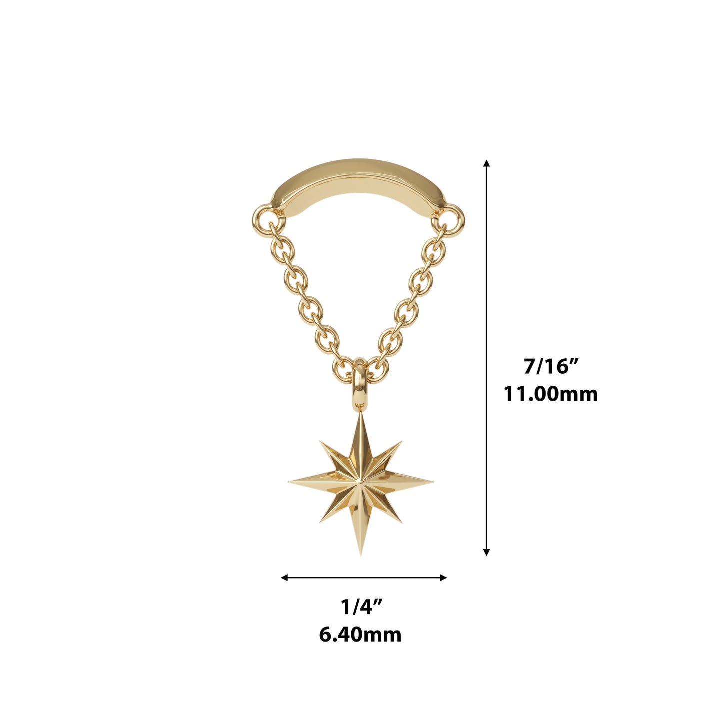 14K Gold Starburst Chain Threadless End