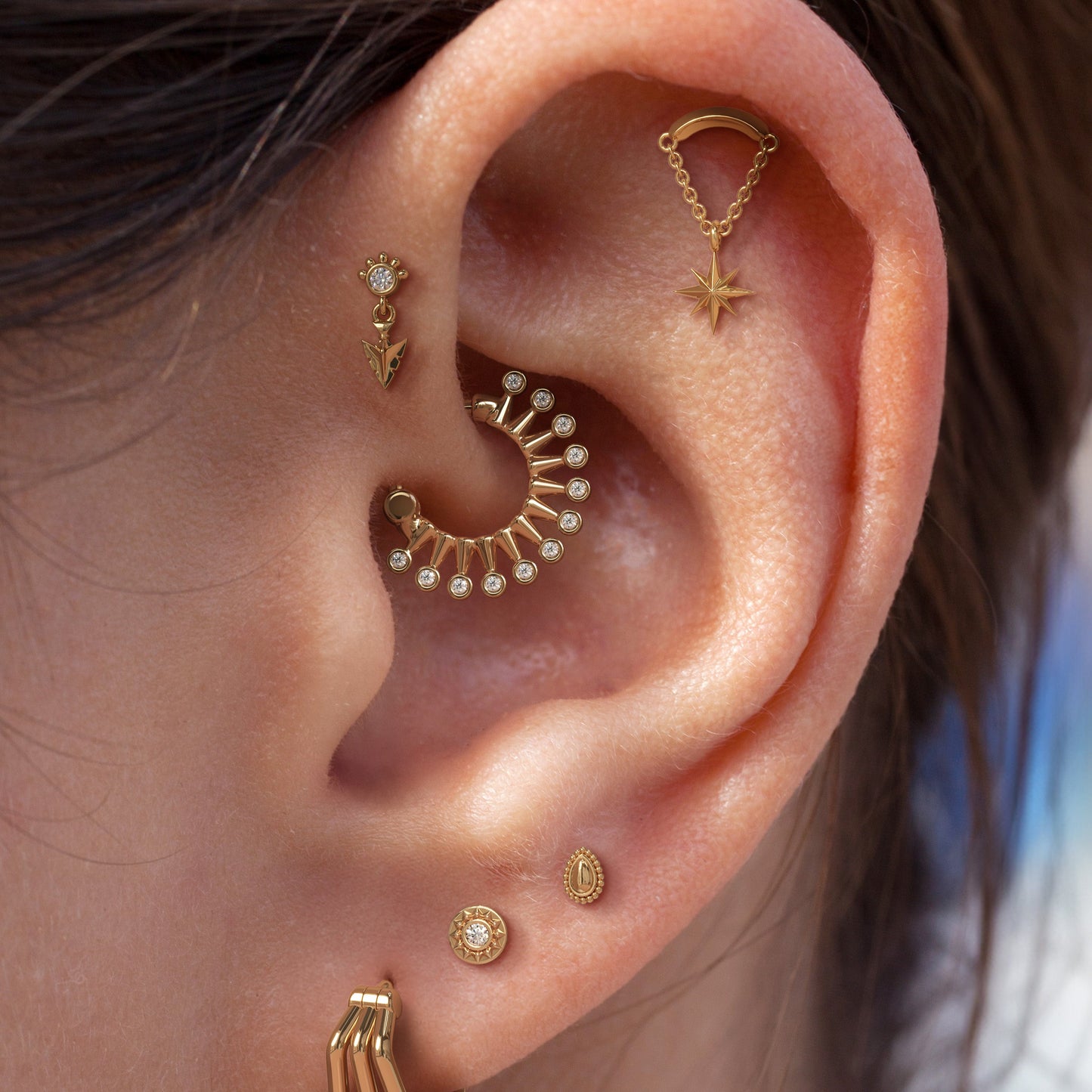 14K Gold Starburst Chain Threadless End