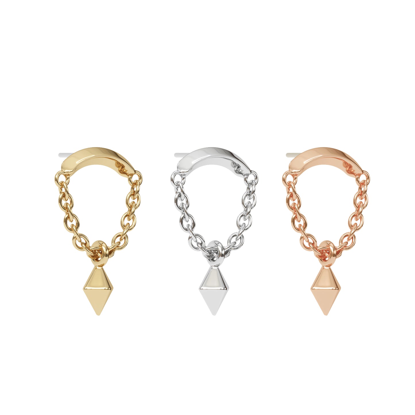 14K Gold Pyramid Chain Threadless End