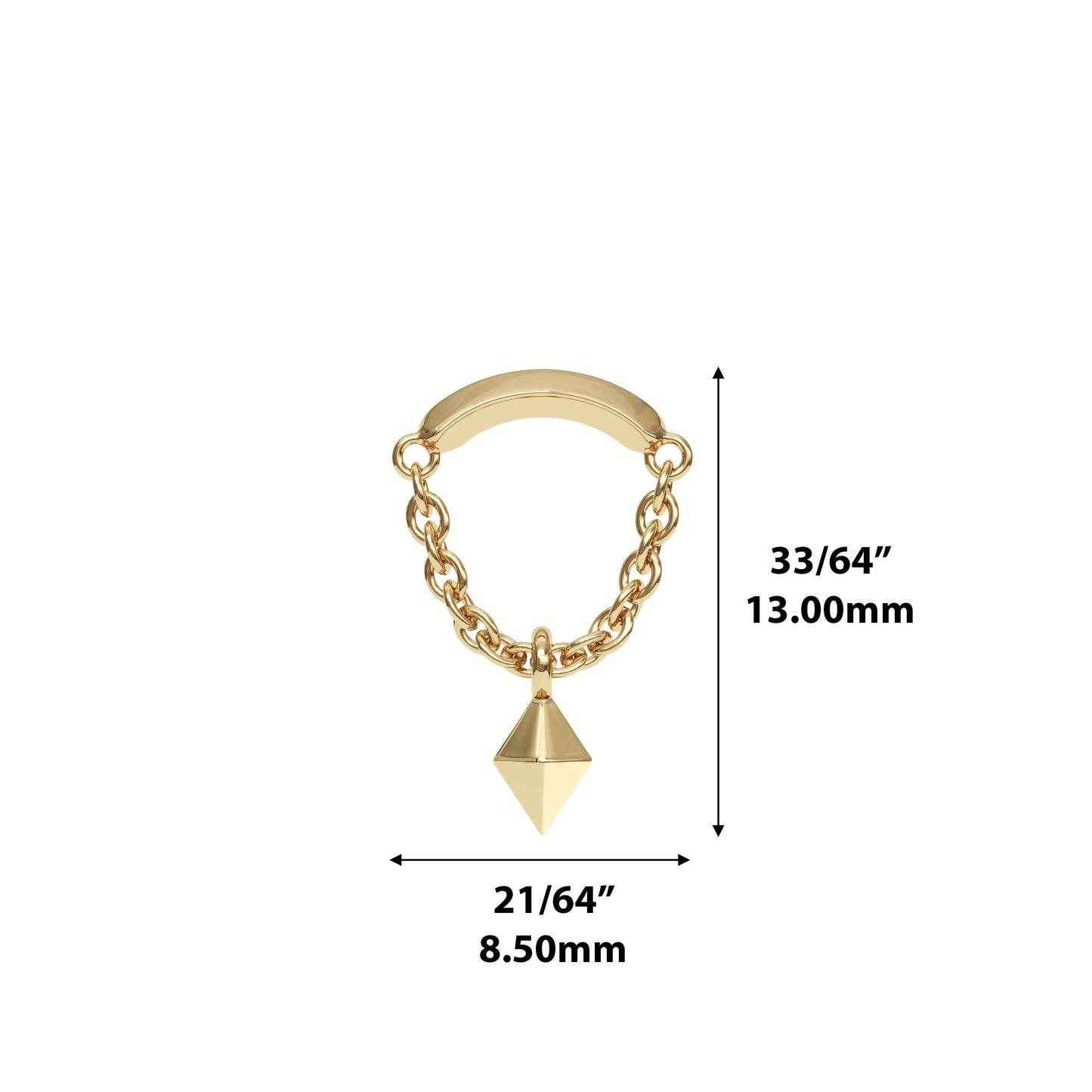 14K Gold Pyramid Chain Threadless End