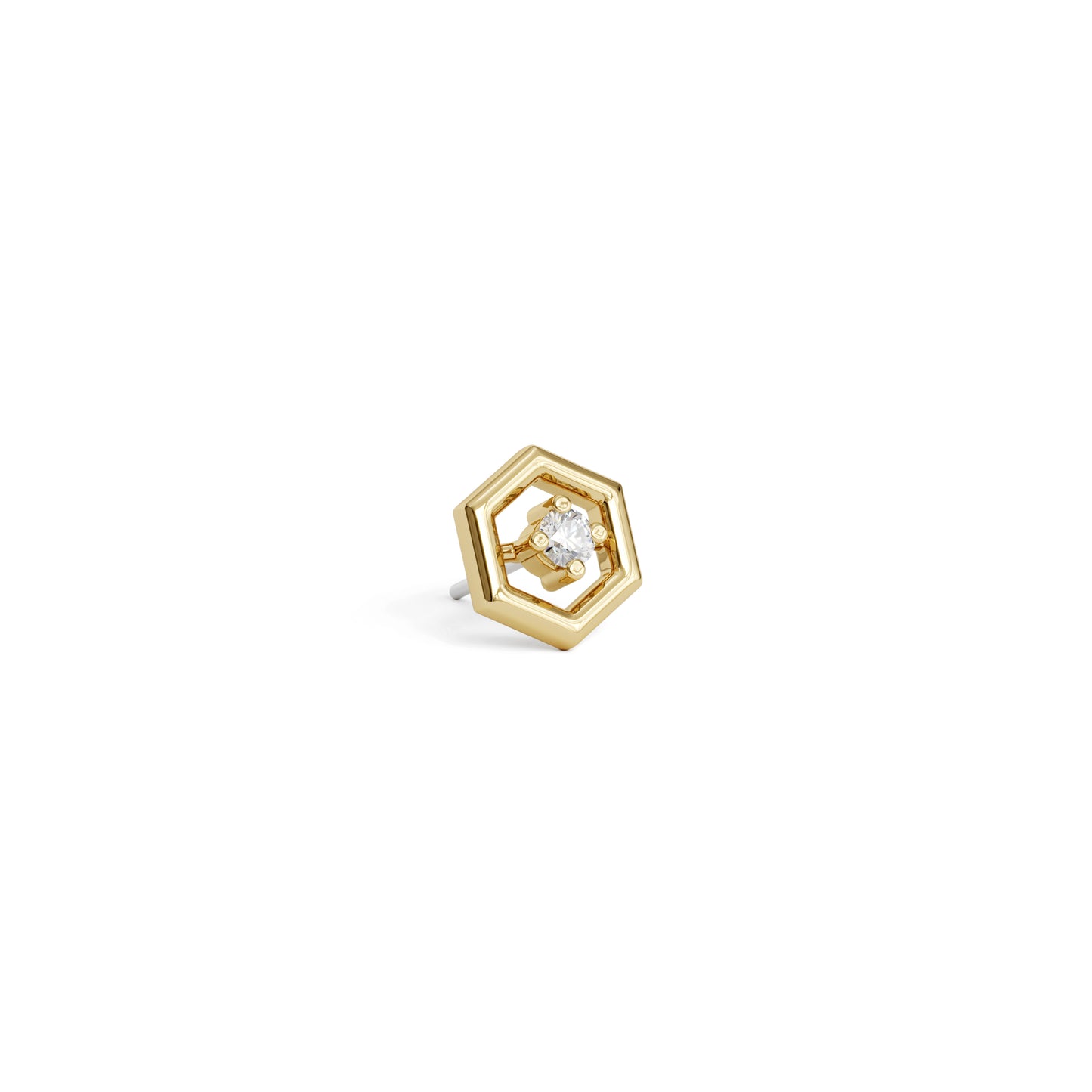 14K Gold Diamond Unique Hexagon Threadless End