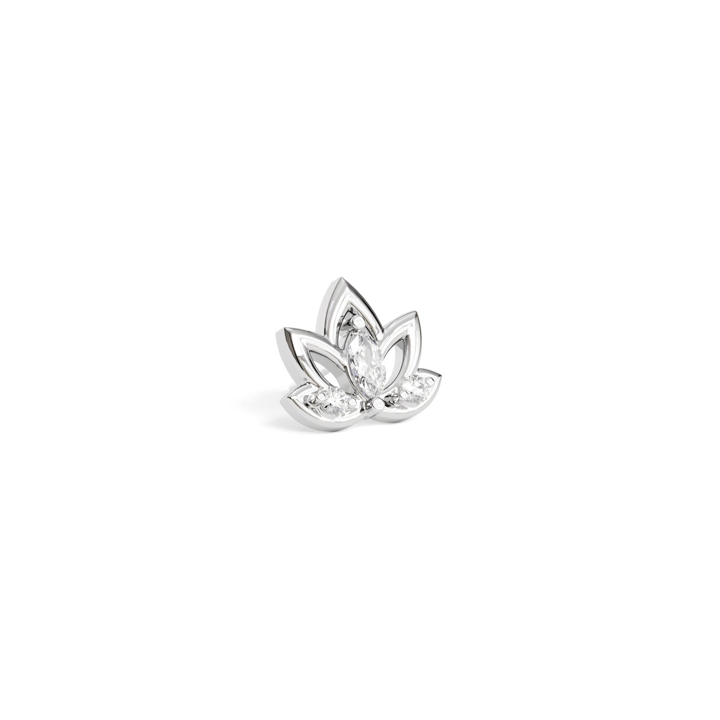 14K Gold Diamond Lotus Flower Threadless End