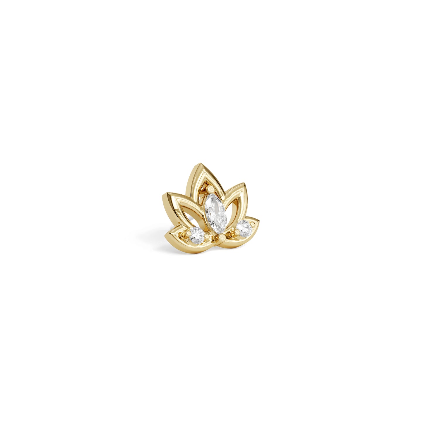 14K Gold Diamond Lotus Flower Threadless End