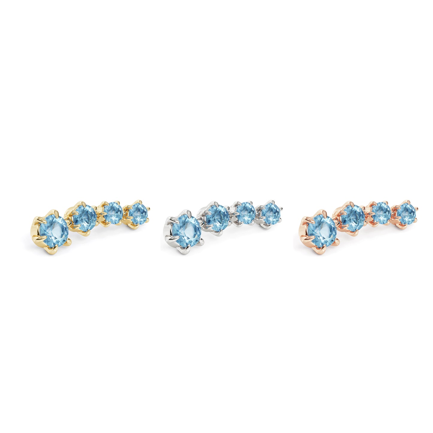 14K Gold Graduated Blue Topaz Curved Threadless End