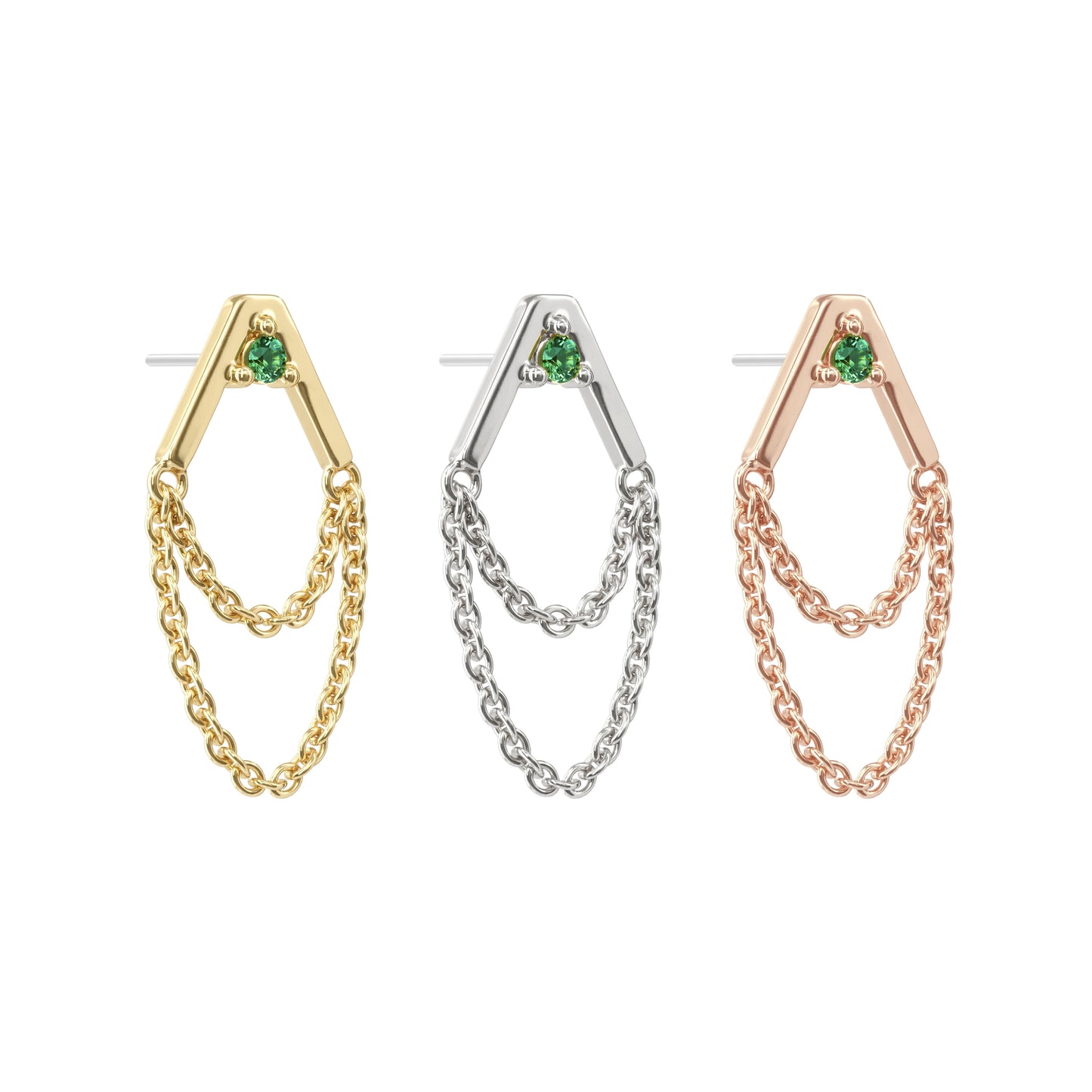 14K Gold Emerald Apex Chain Threadless End