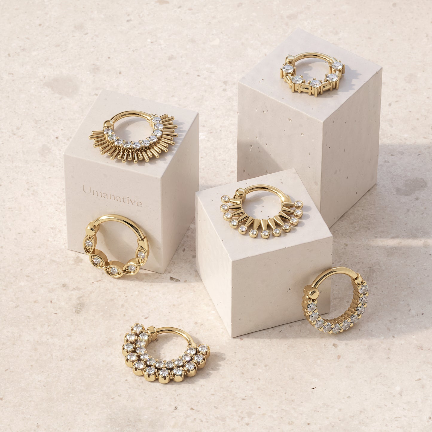 14K Gold Diamond Statement Clicker Hoop