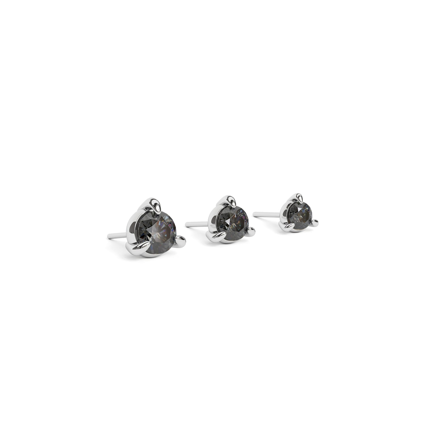 14K Gold 3-Prong Black Diamond Threadless End