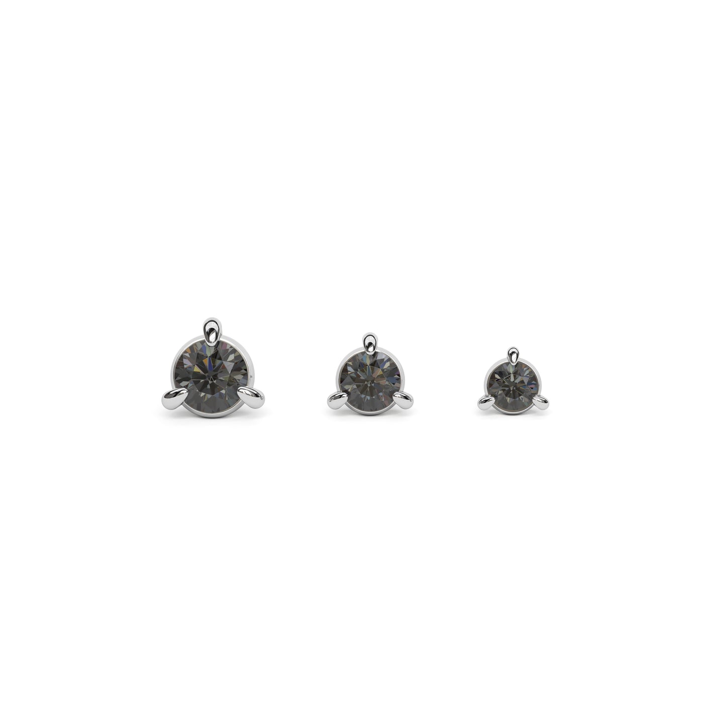 14K Gold 3-Prong Black Diamond Threadless End