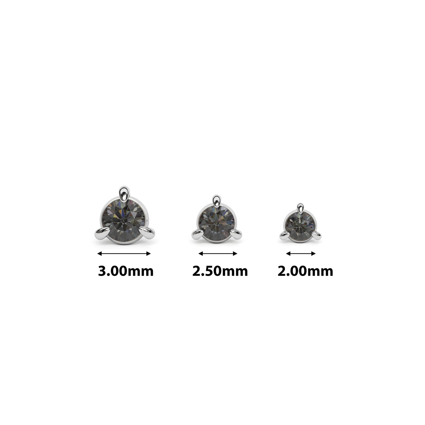 14K Gold 3-Prong Black Diamond Threadless End