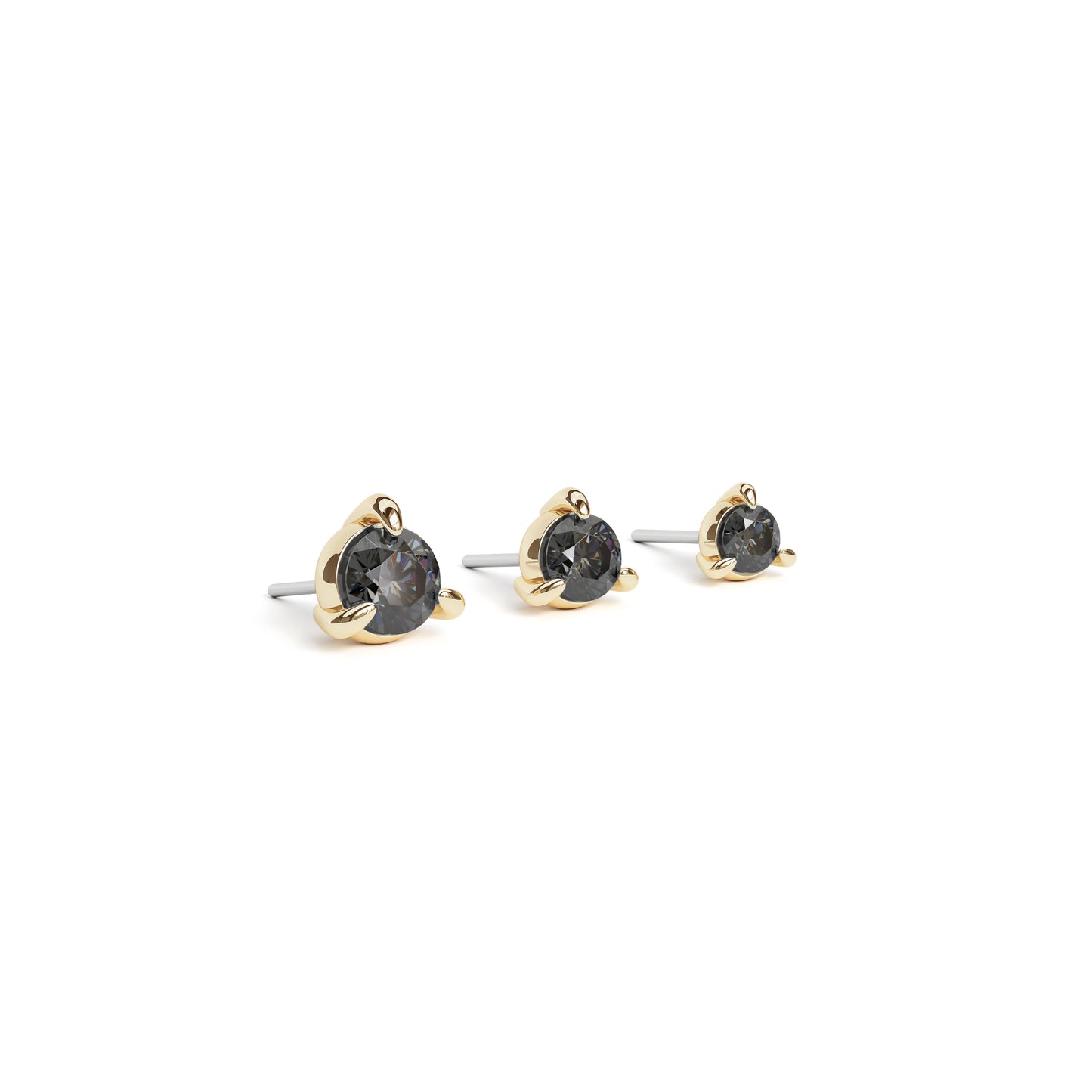 14K Gold 3-Prong Black Diamond Threadless End