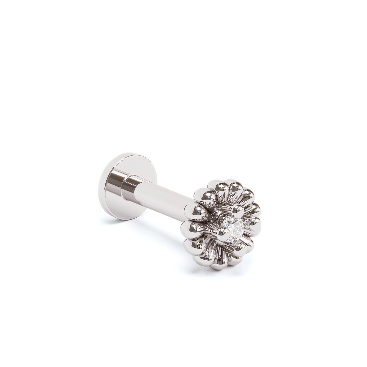 14K Gold Diamond Abstract Floral Stud