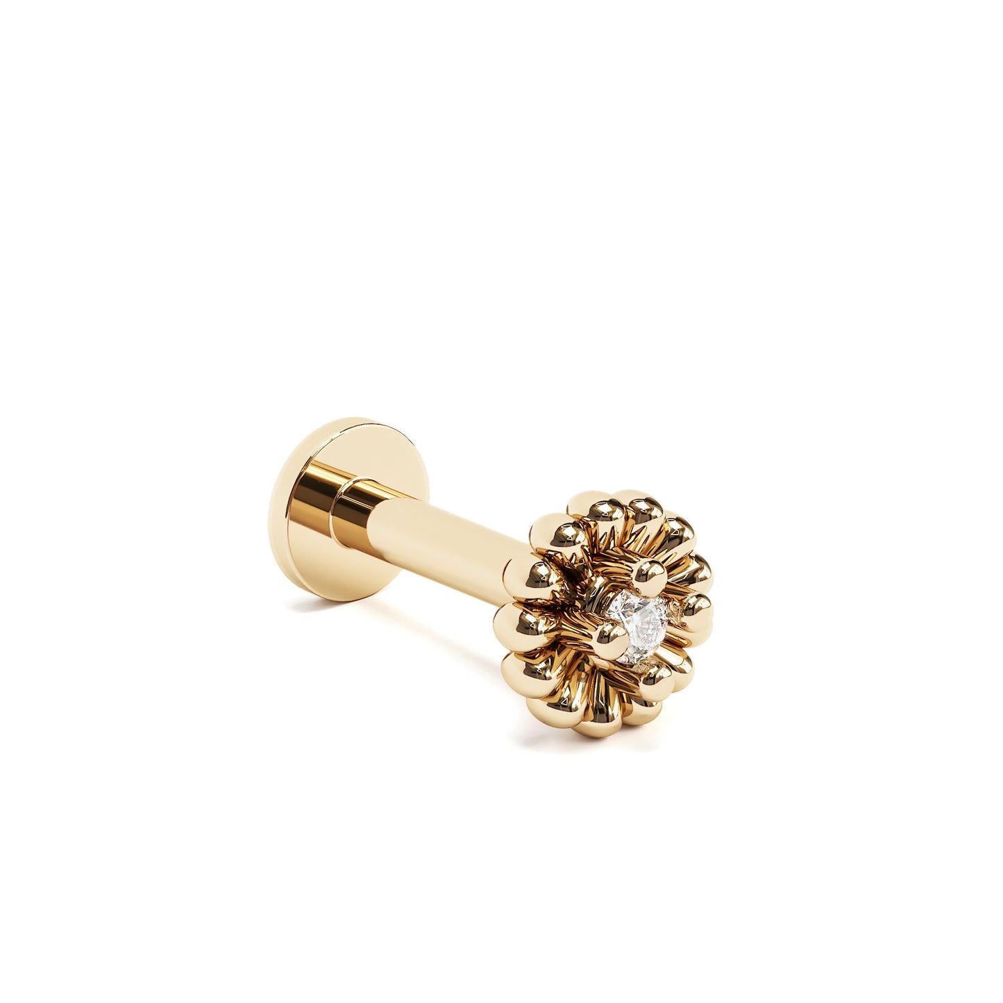 14K Gold Diamond Abstract Floral Stud