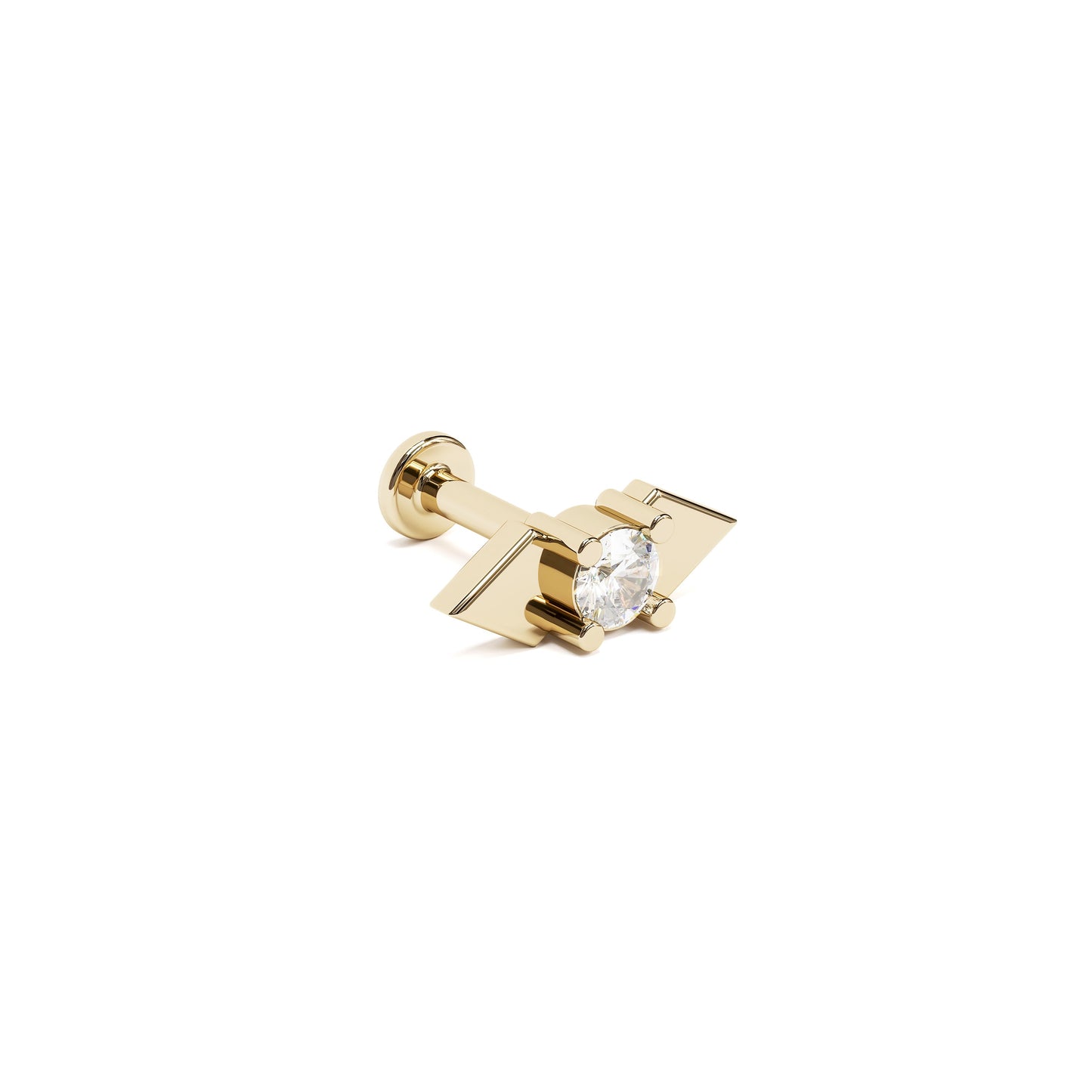 14K Gold Diamond Double Spike Stud