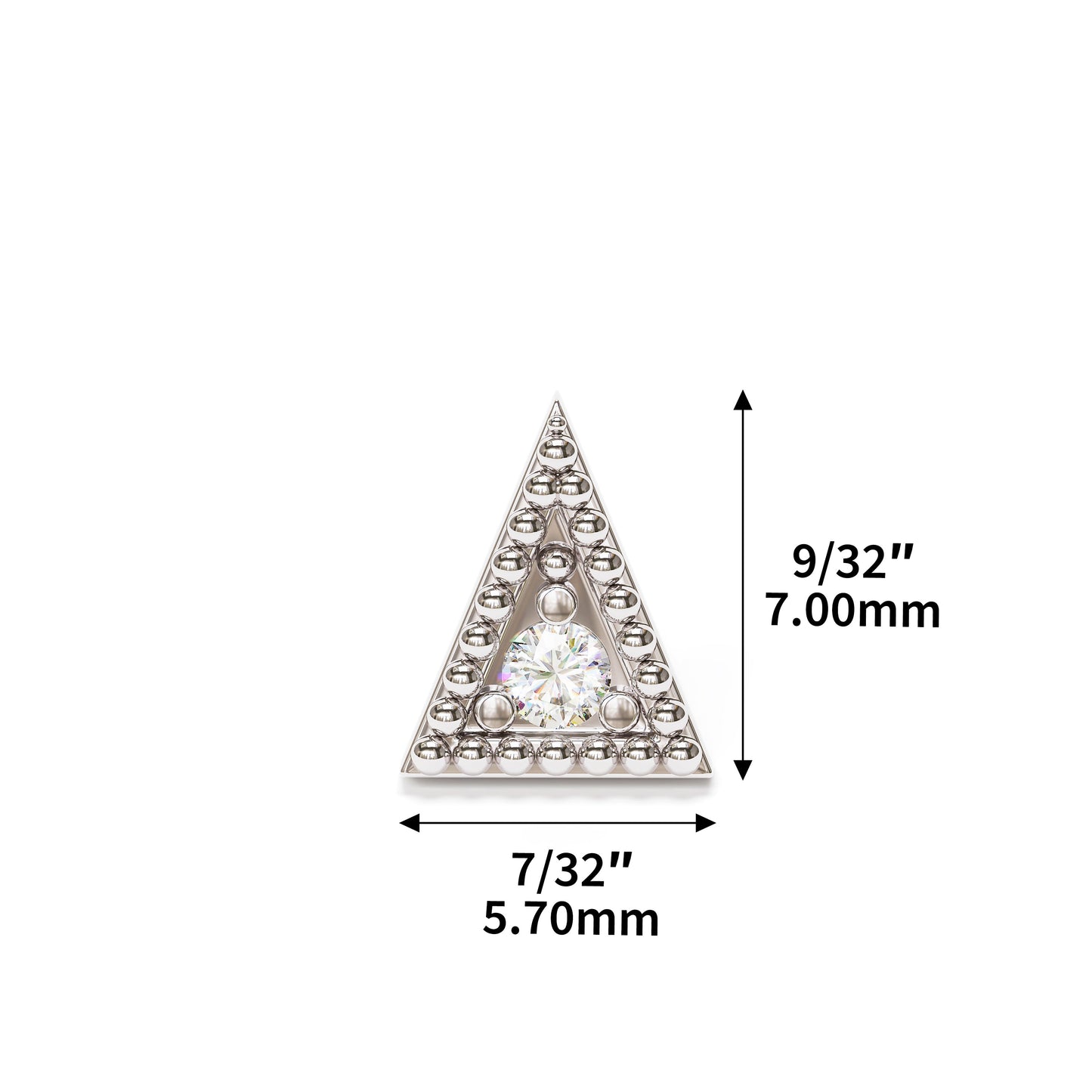 14K Gold Diamond Granule Triangle Stud