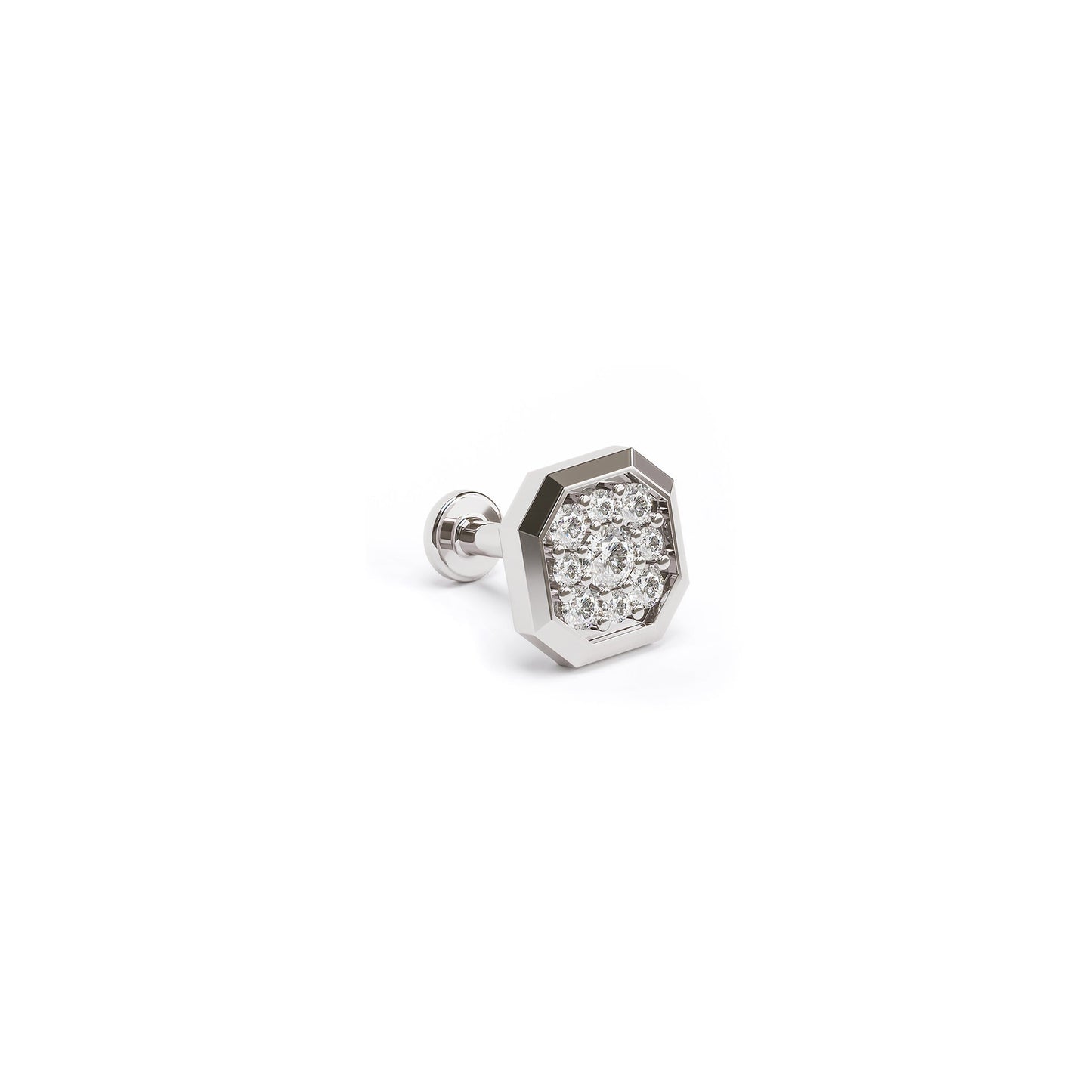 14K Gold Diamond Octagon Stud