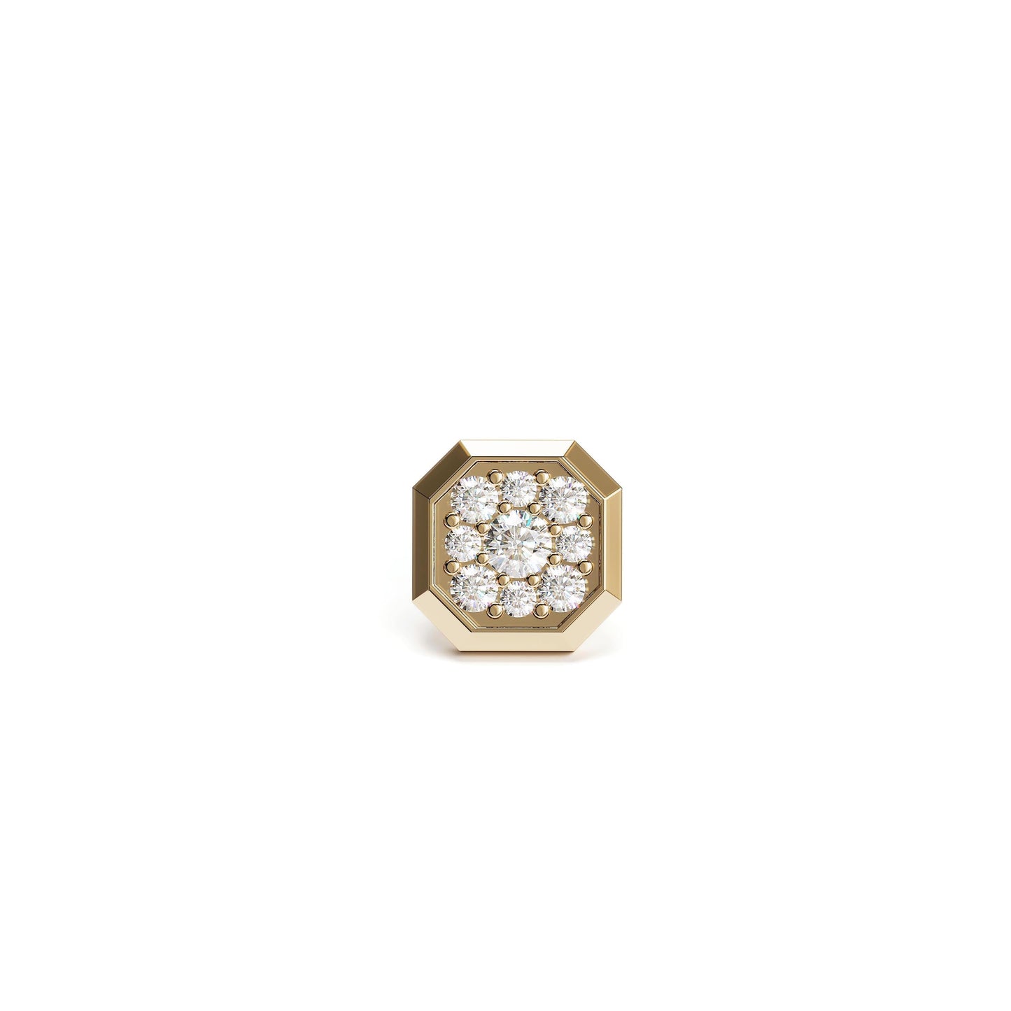 14K Gold Diamond Octagon Stud