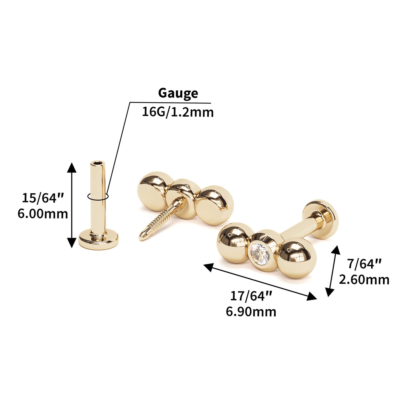 14K Gold Tiny Diamond Climber Stud