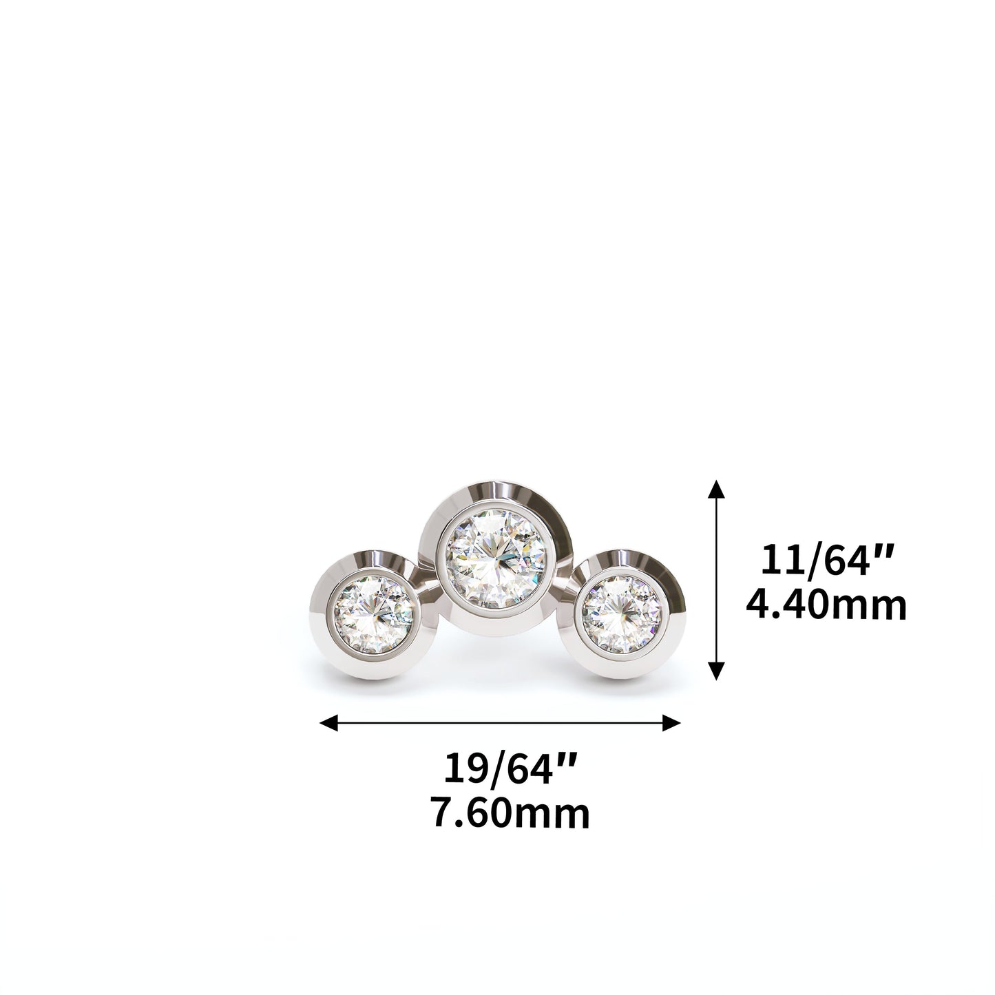 14K Gold Trio Diamond Curved Stud