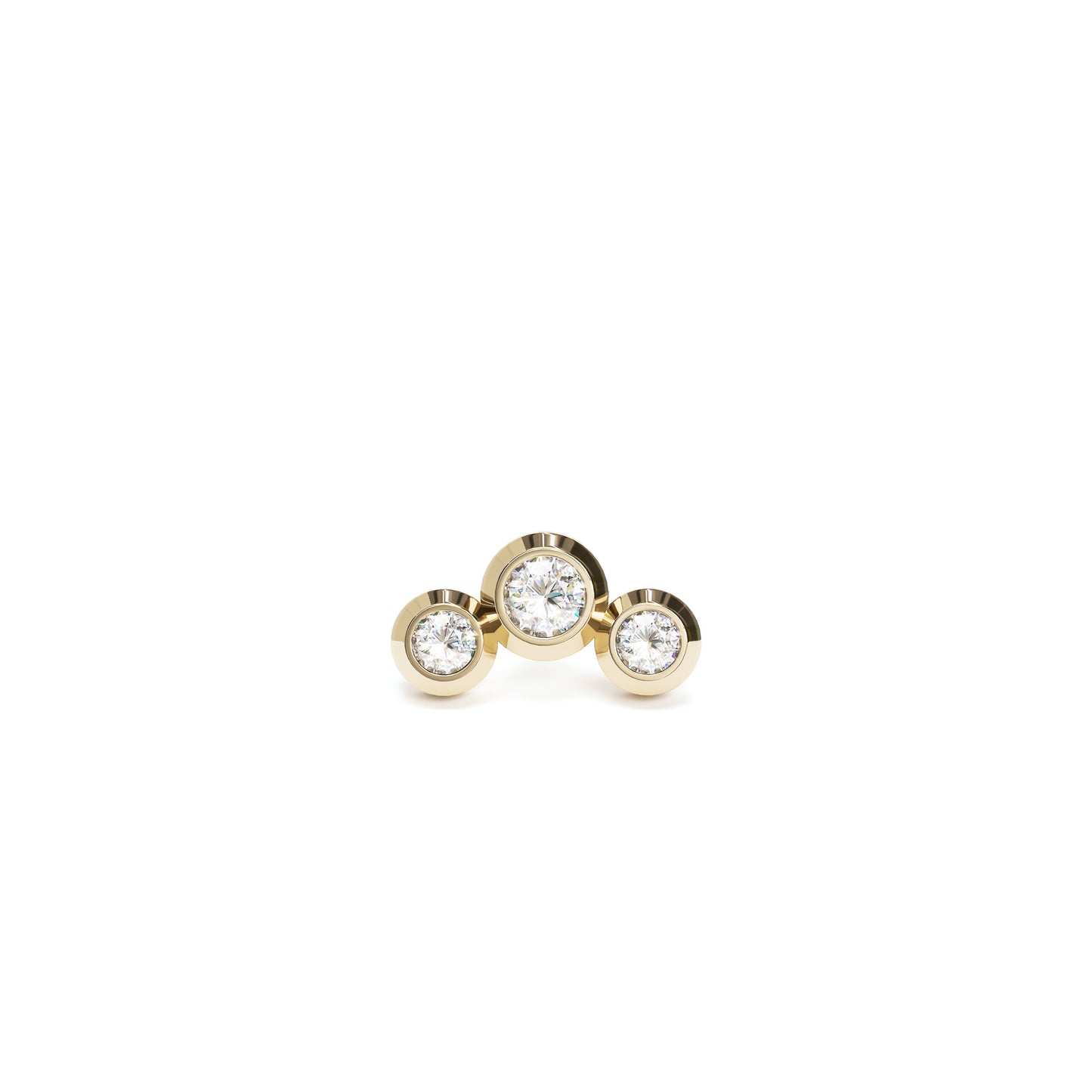 14K Gold Trio Diamond Curved Stud
