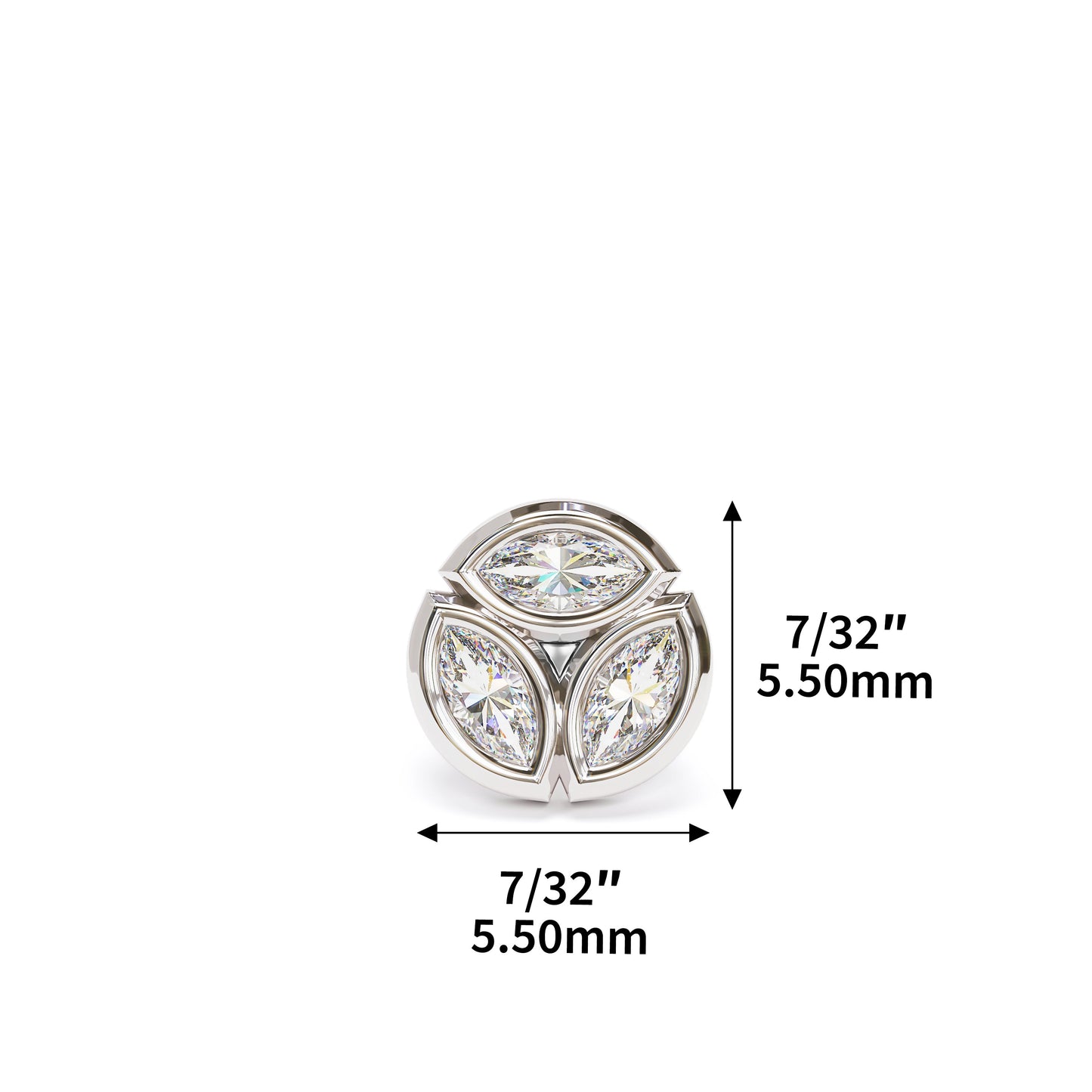 14K Gold Trio Marquise Diamond Circle Stud