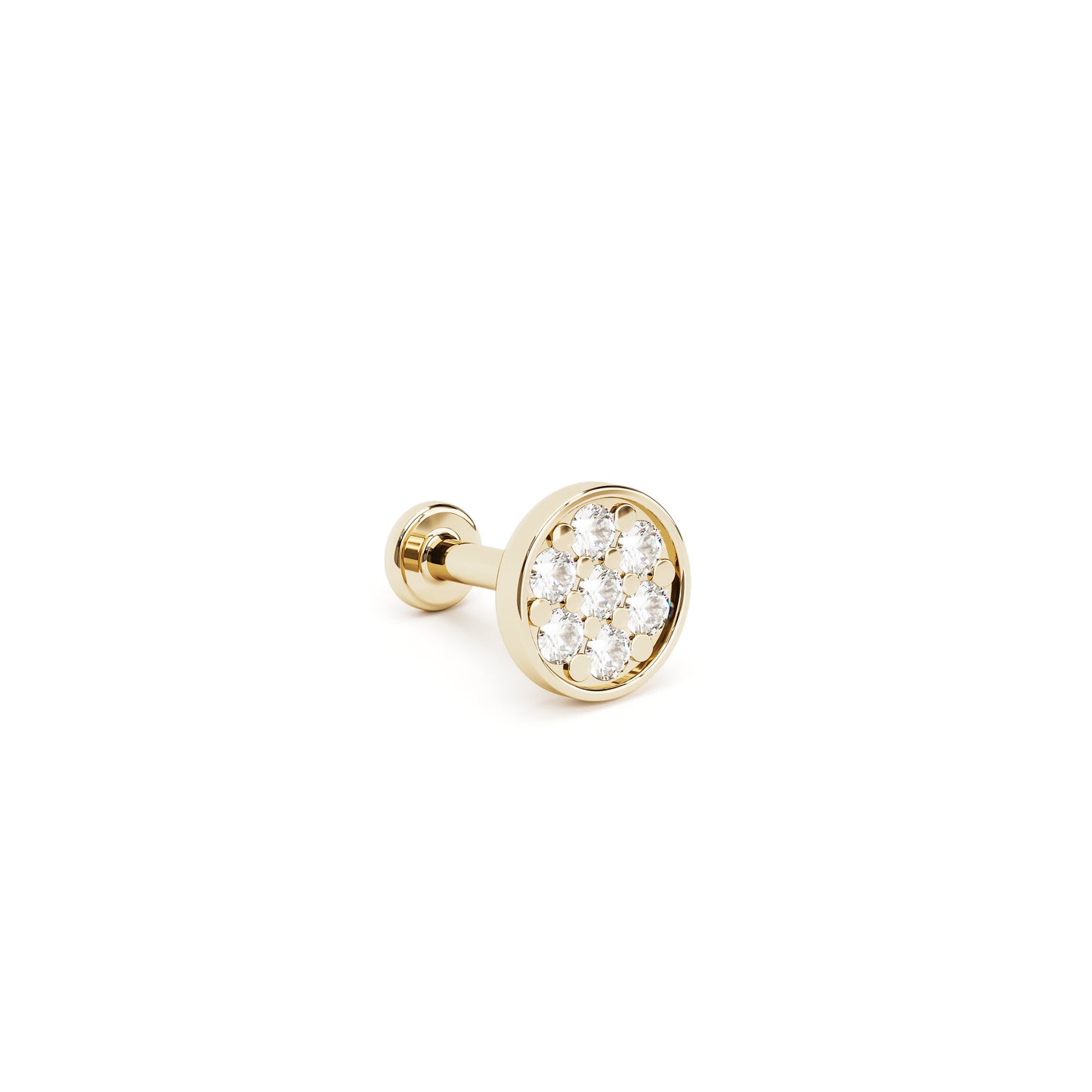 14K Gold Diamond Cluster Circle Stud