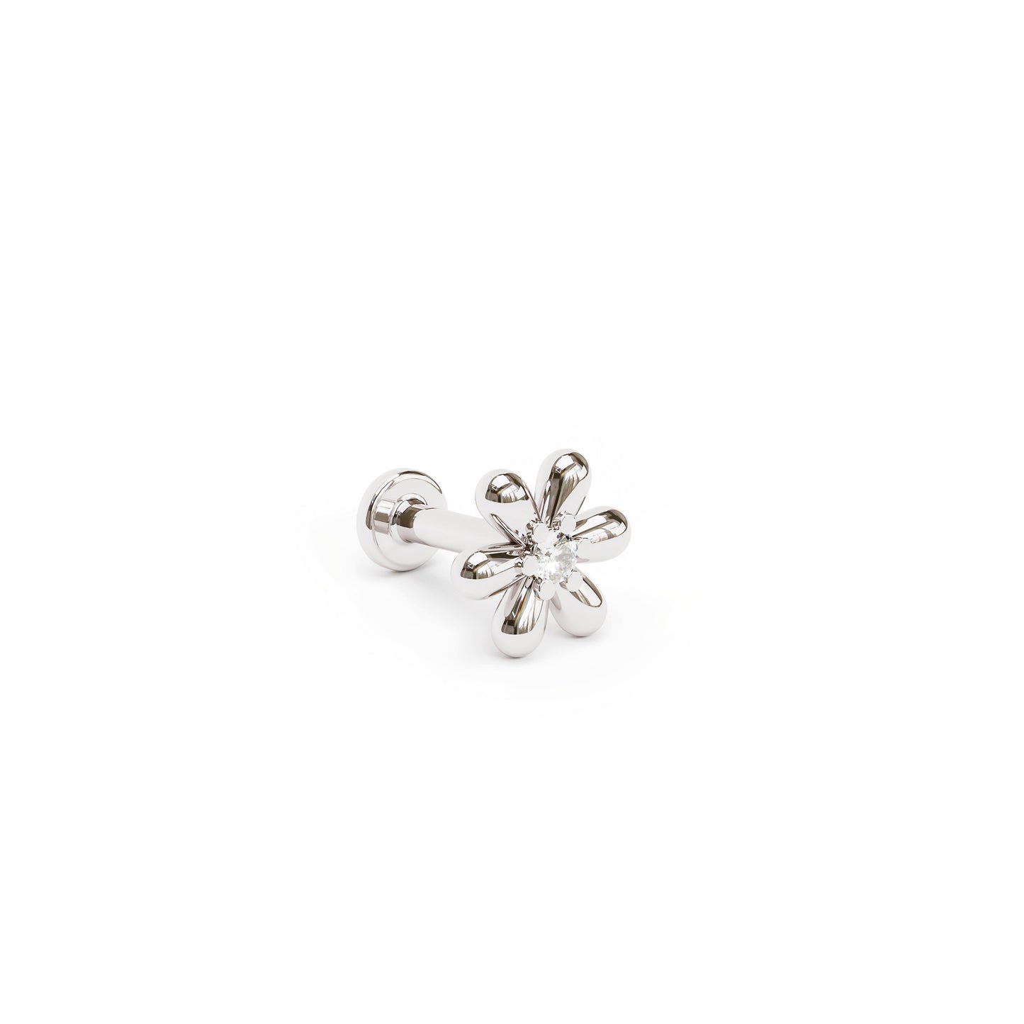 14K Gold Diamond Flower Stud