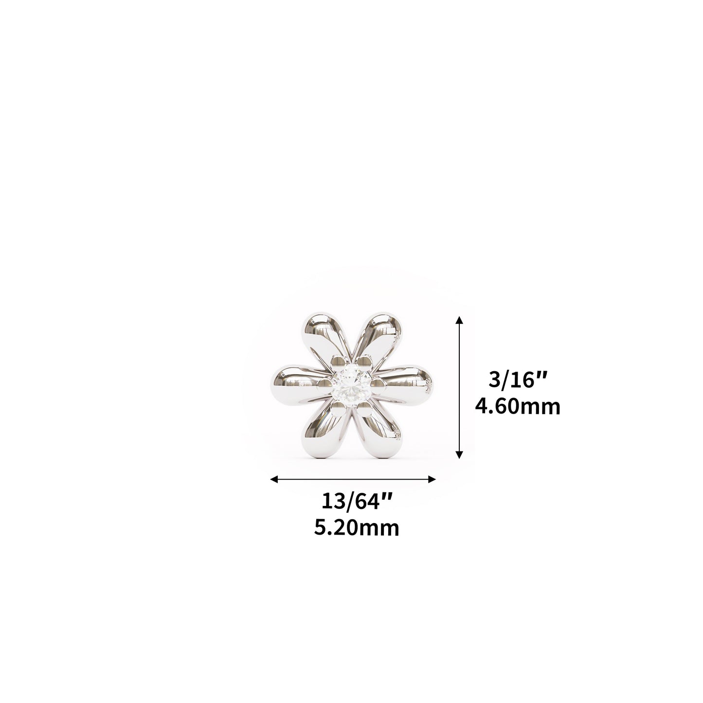 14K Gold Diamond Flower Stud