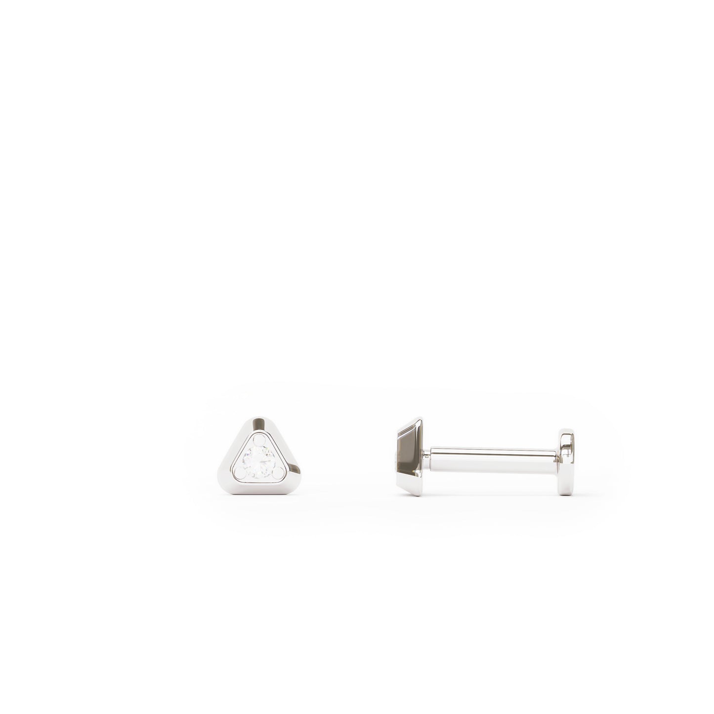 Tiny 14K Gold Diamond Triangle Stud
