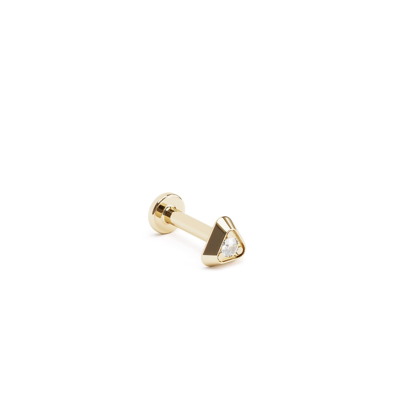 Tiny 14K Gold Diamond Triangle Stud