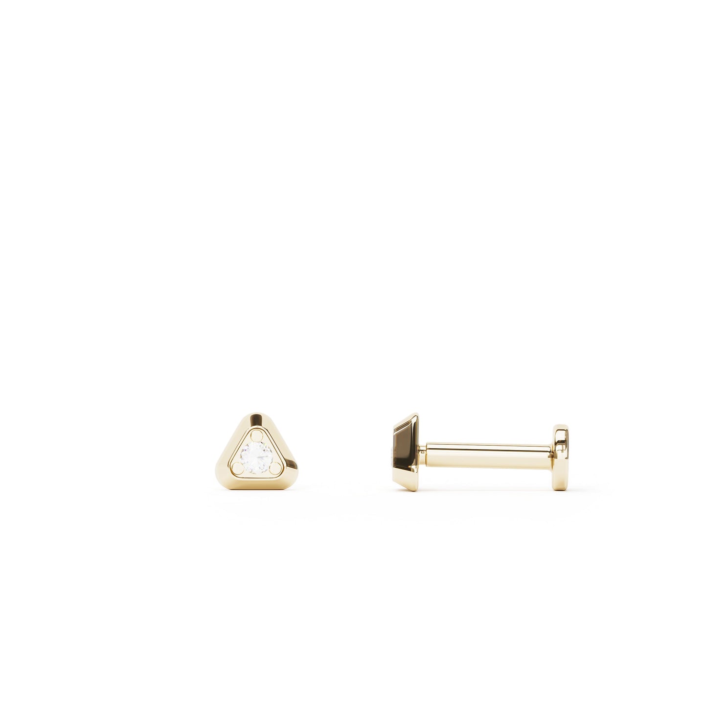 Tiny 14K Gold Diamond Triangle Stud