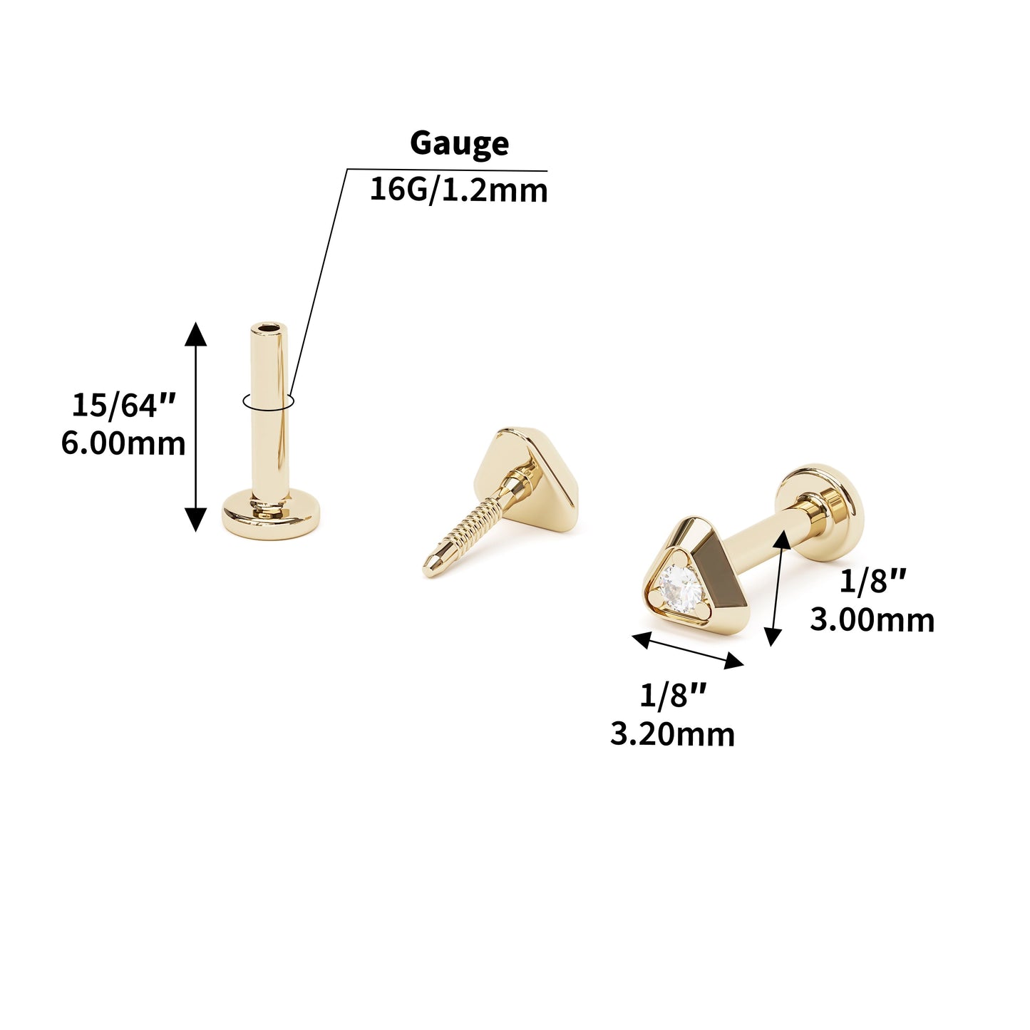 Tiny 14K Gold Diamond Triangle Stud