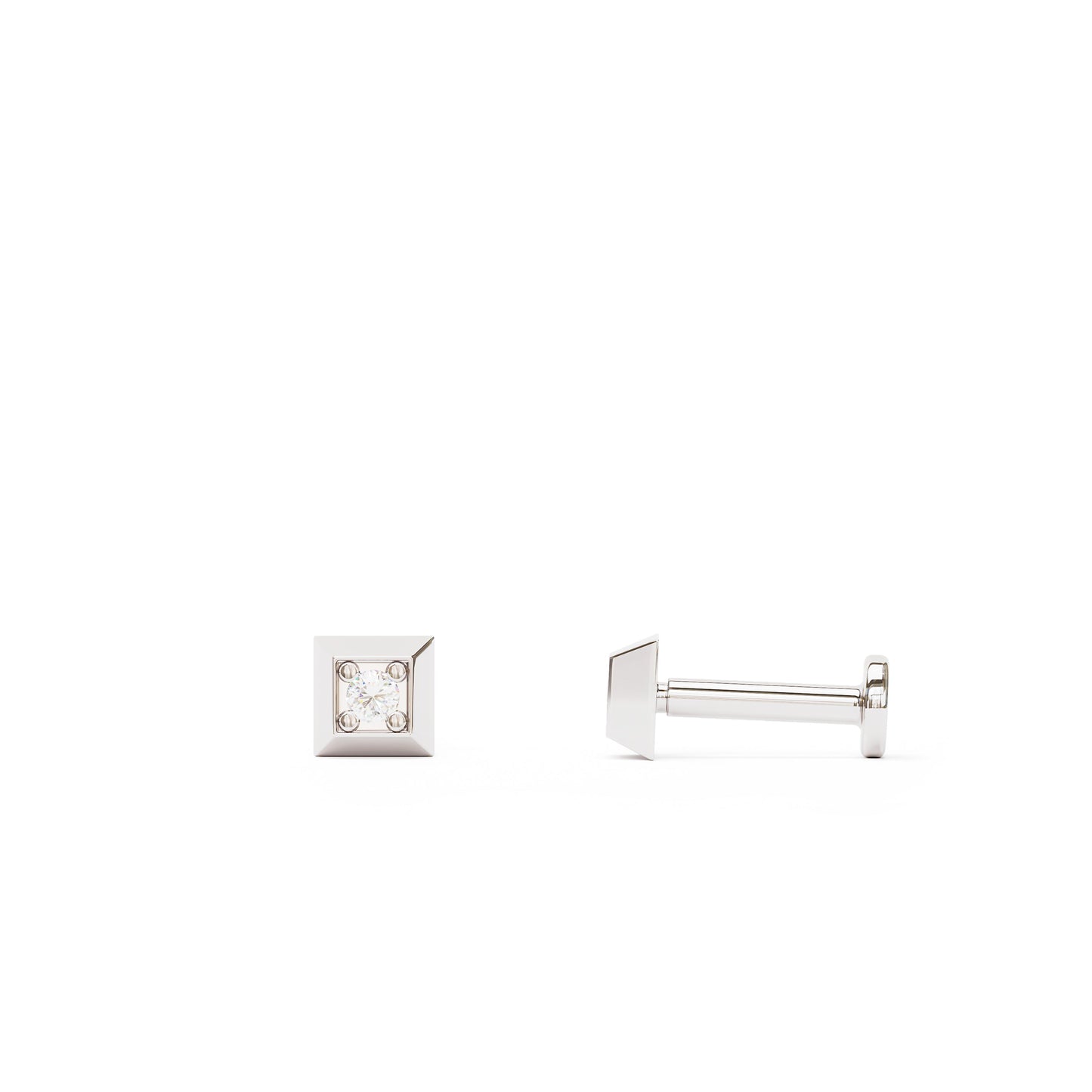 Tiny 14K Gold Diamond Square Stud