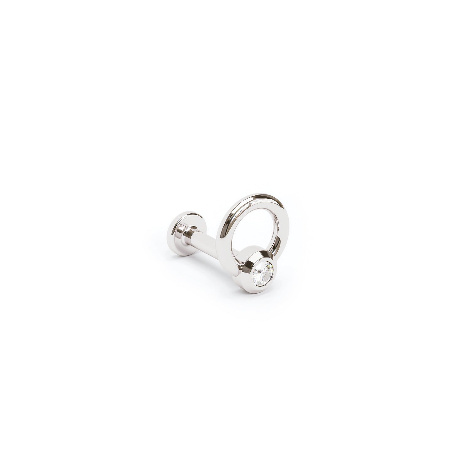 14K Gold Bezel-Set Diamond Open Circle Stud