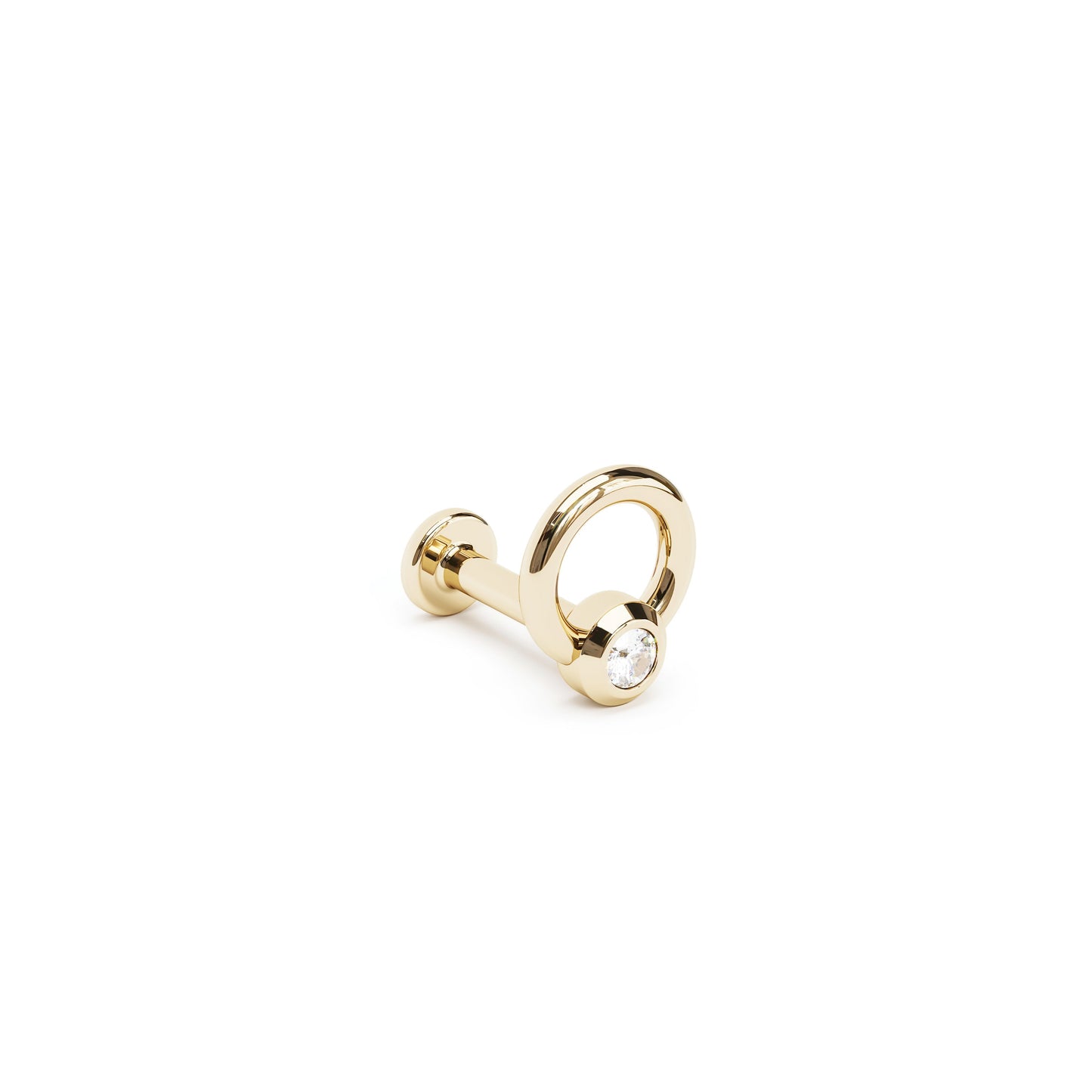 14K Gold Bezel-Set Diamond Open Circle Stud
