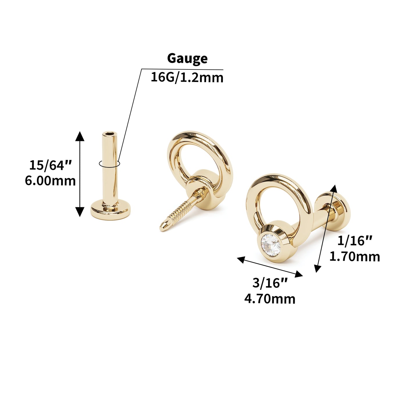 14K Gold Bezel-Set Diamond Open Circle Stud
