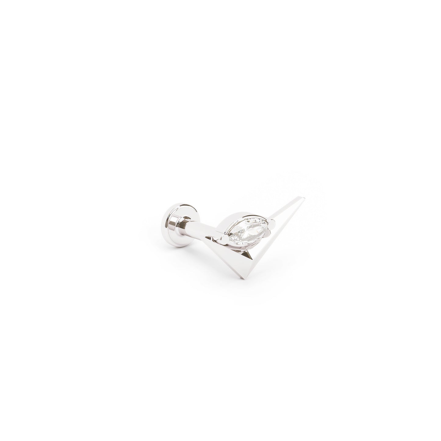 14K Gold Marquise Diamond Check Mark Stud
