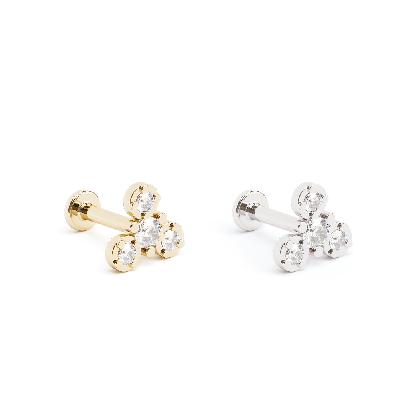 14K Gold Diamond Wheel Stud