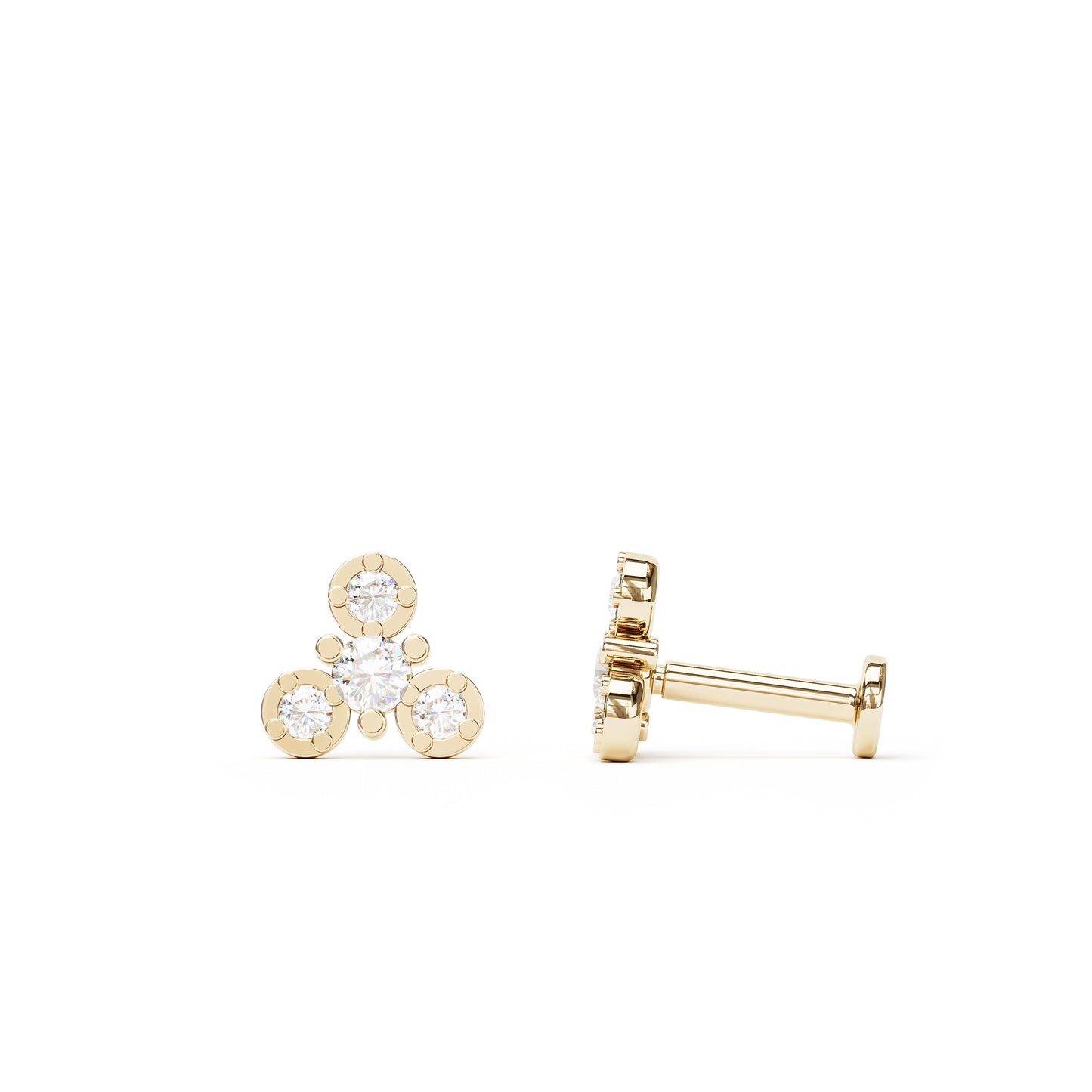 14K Gold Diamond Wheel Stud
