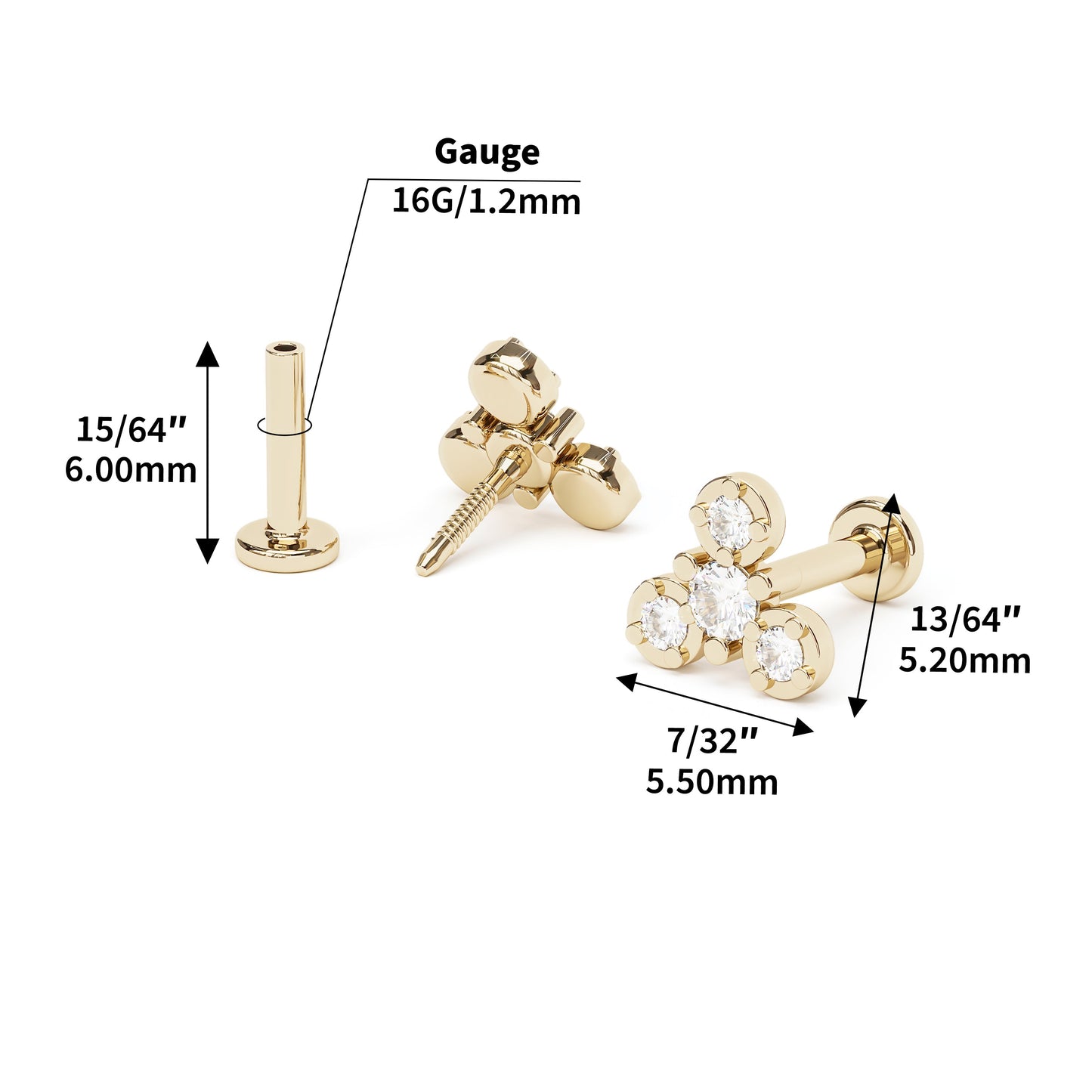 14K Gold Diamond Wheel Stud